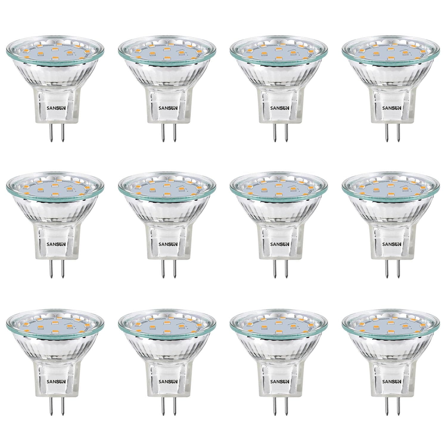 3W MR11 LED Landscape Light Bulbs, Low Voltage 12V 20W Halogen Replacement for Outdoor Landscape Spotlight and Indoor Track Light, GU4 Bi-Pin Base, Soft White 3000K, Non-Dimmable, (Pack of 12)