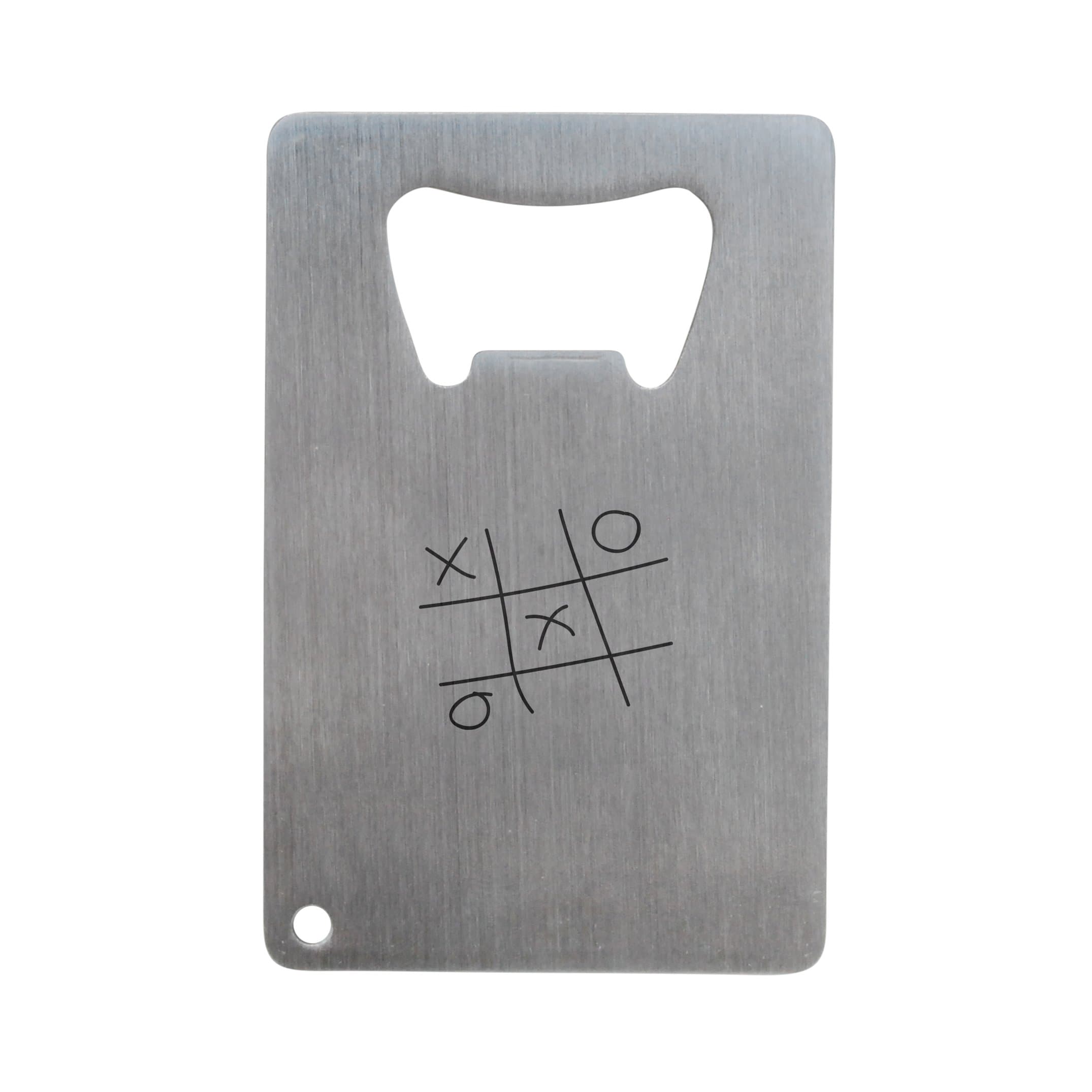 MODERN GOODS SHOP Stainless Steel Bottle Opener With Engraved Tic Tac Toe Design - Credit Card Bottle Opener For Wallet