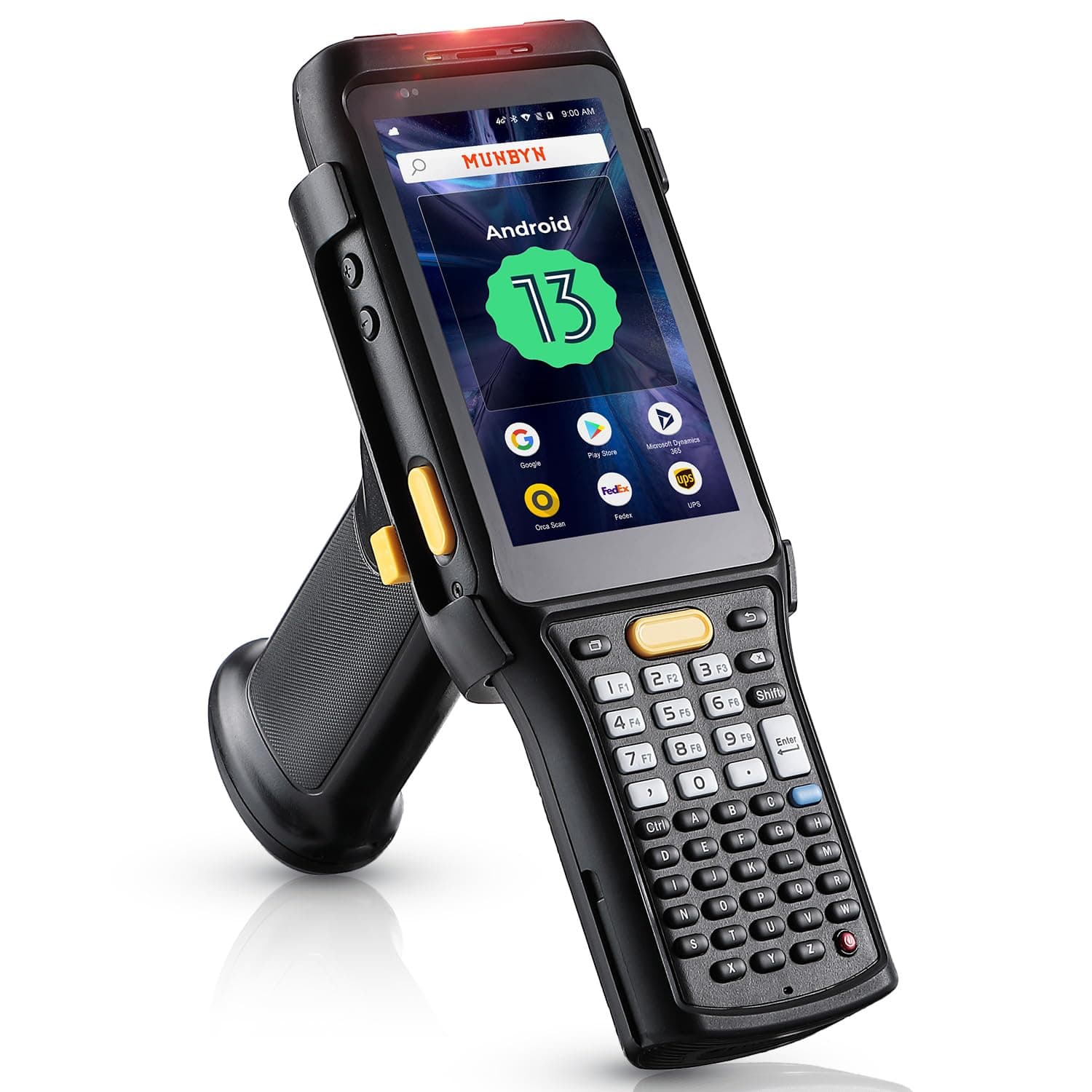 MUNBYN 088P 2025 New Long-Range-Android-Barcode-Scanner, Android 13 PDA, Equip with Zebra 4850 Scanner, Long Distance Inventory Scanner with Pistol Grip, 1D 2D QR for Warehouse
