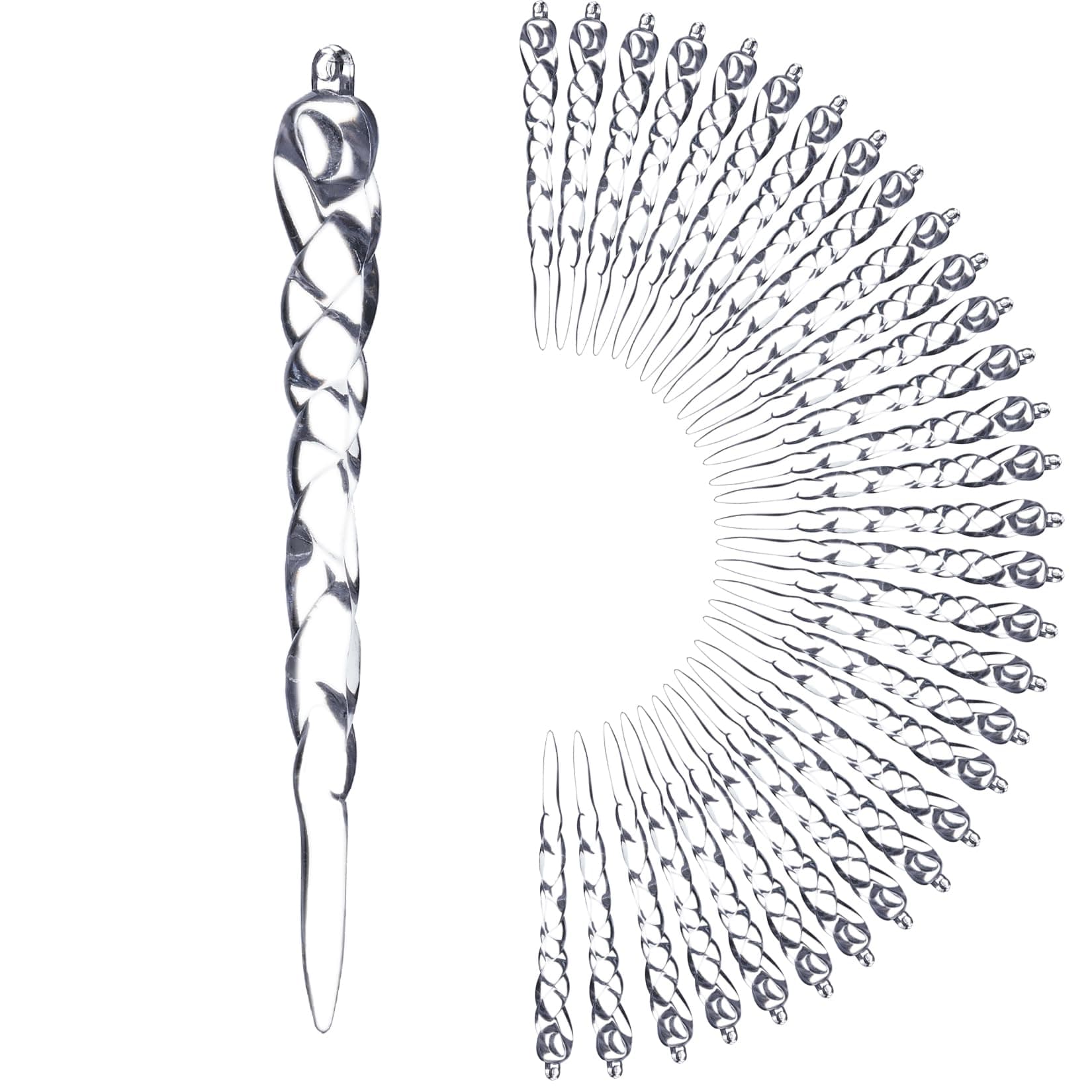 Christmas Ornaments 30pcs Crystal Hanging Acrylic Icicle Drop Xmas Tree Decoration Winter New Year Holiday Wedding Party Home Office Decor