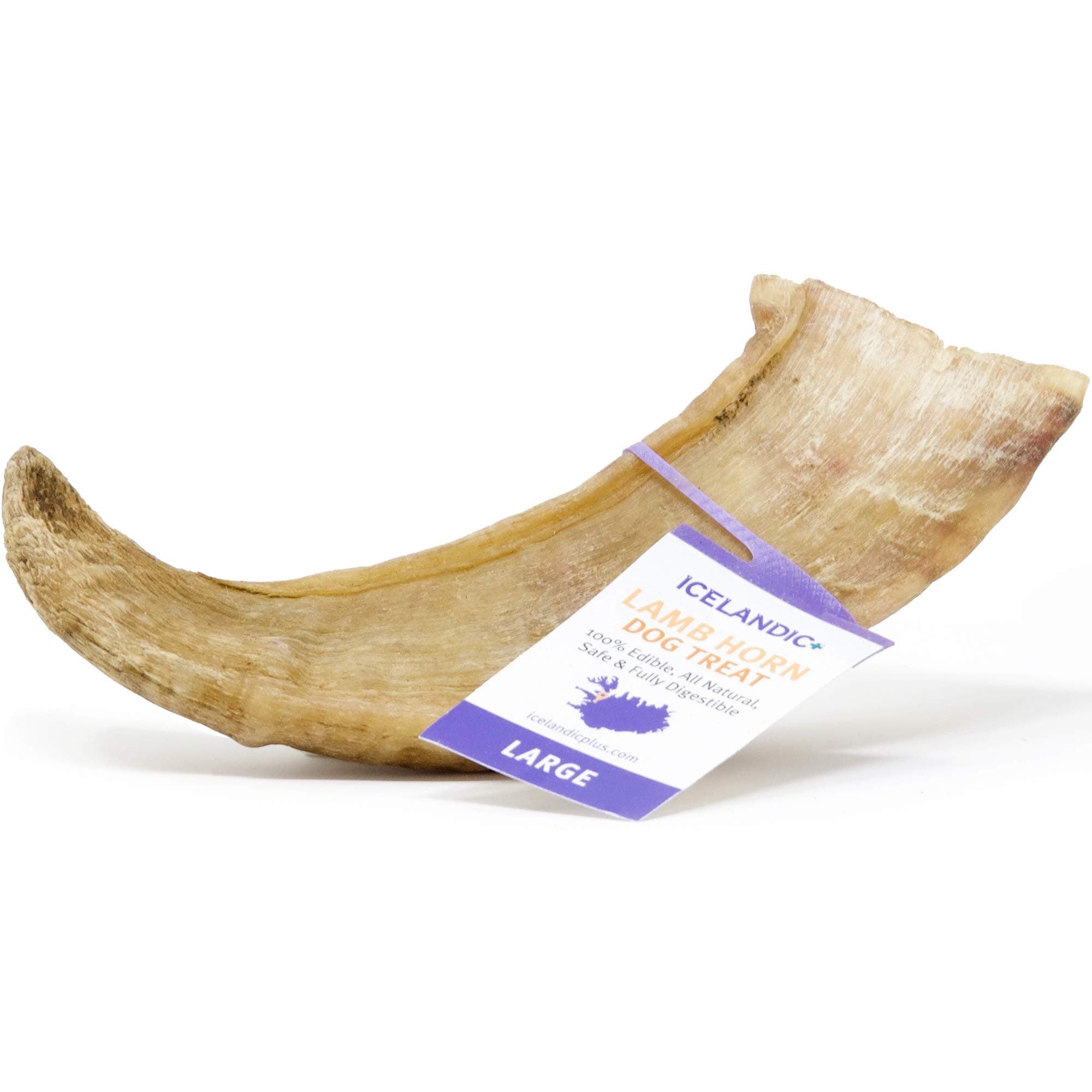 Lamb Horn Dog Treat - 100% All Natural Premium Large 7.5" (2.4oz +) Dog Chews, (1 Large Horn)