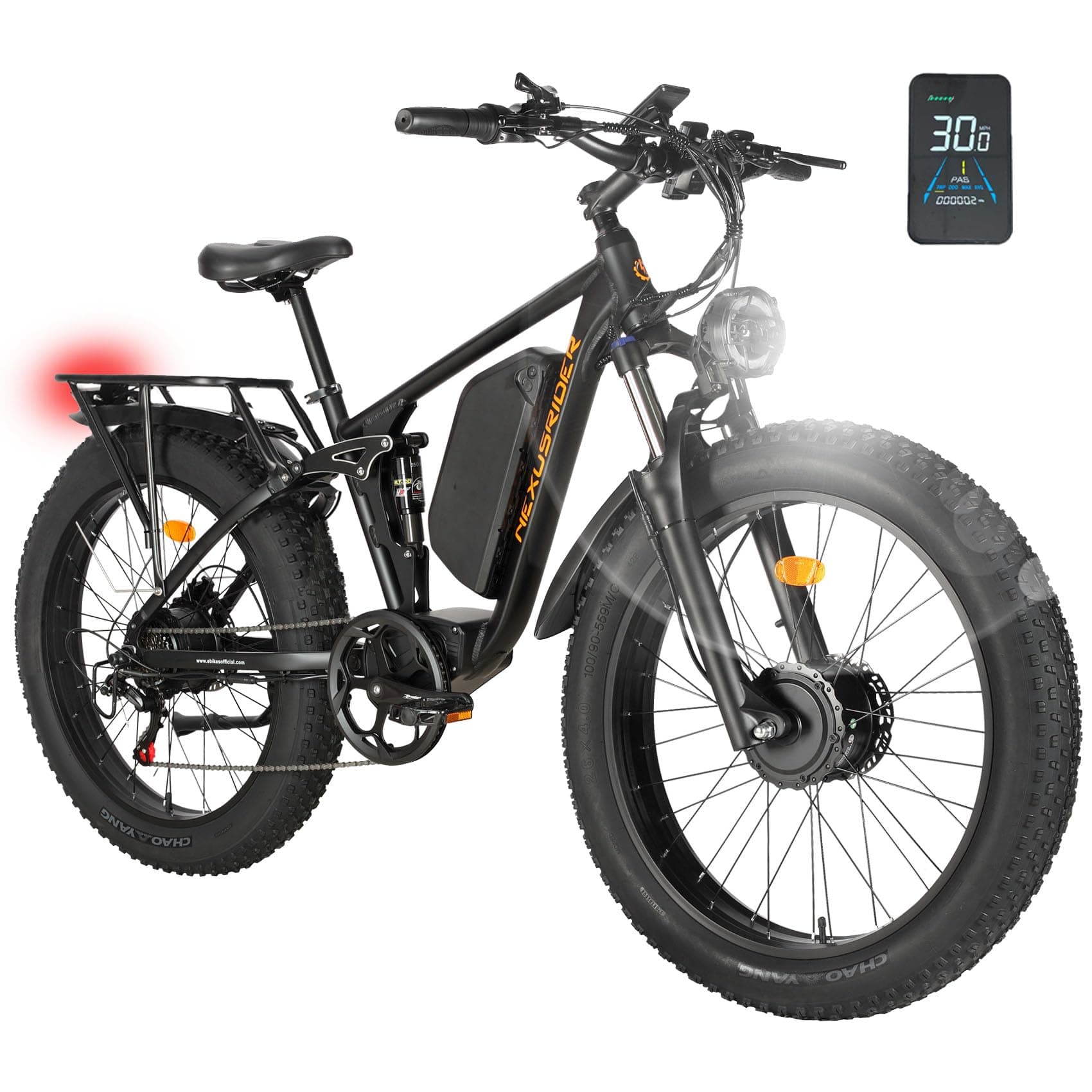 iRonthunder Electric Bike for Adults, Nexusrider Su7 2000W Dual Motor Electric Bicycle, 7 Speed 35MPH MTB, 48V 22.4AH 26 in Fat Tire Ebike with Full Suspension, Single & Dual Drive Switching