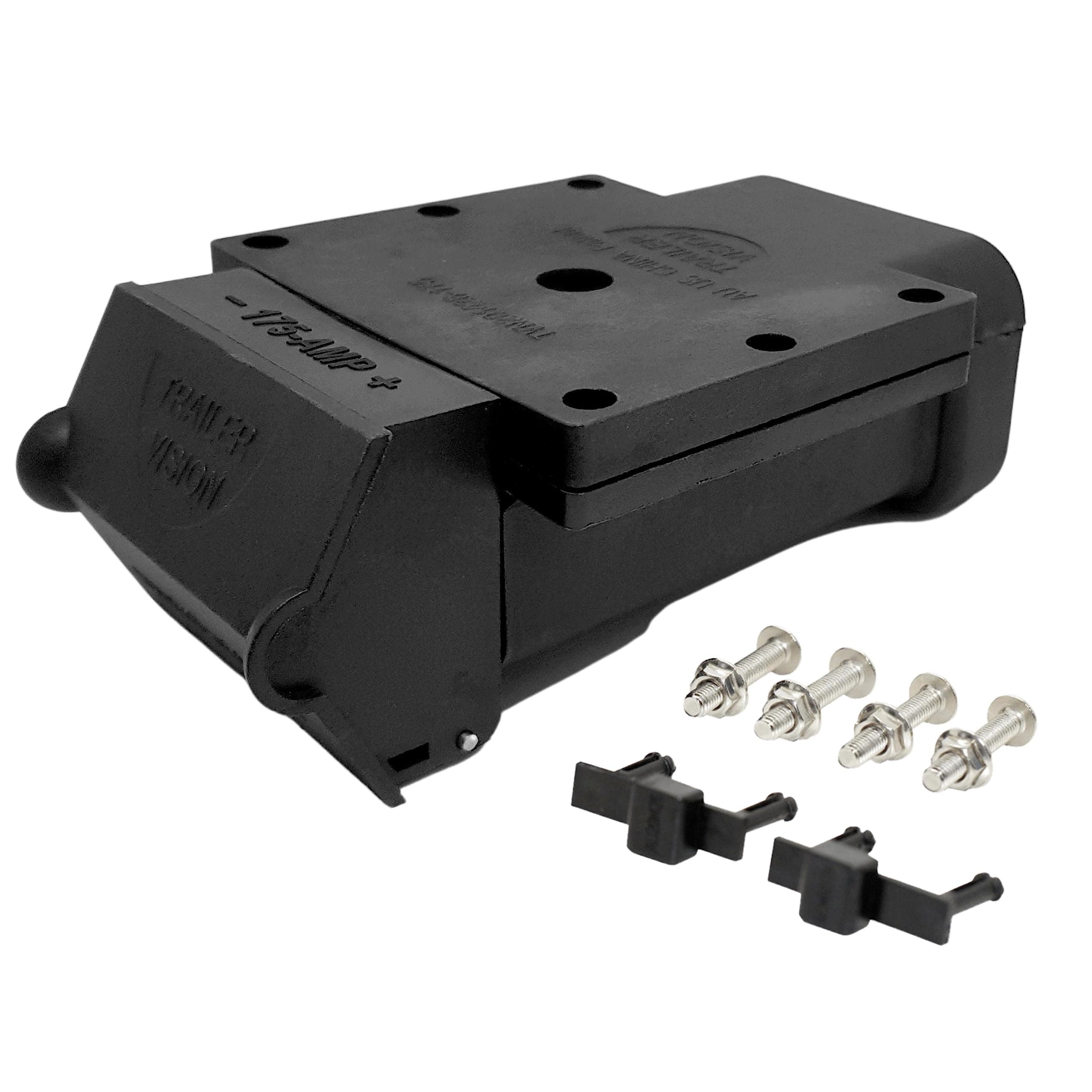 Trailer Vision 175A Anderson Plug Mount - 175 Amp Anderson Connector Cover with LED - Fits SB 175, Wire Gauge 2-1/0 AWG - UV Insulated Protection for Solar, Electrical, Marine, RV, ATV, 4WD - Black