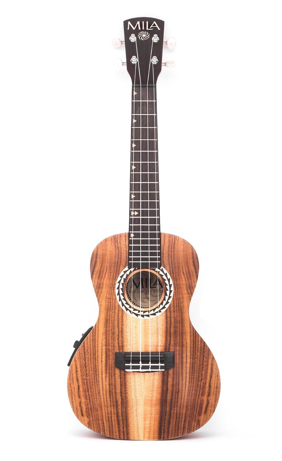 Mila Guitars Acoustic-Electric Concert Koa Ukulele with Built-in Preamp