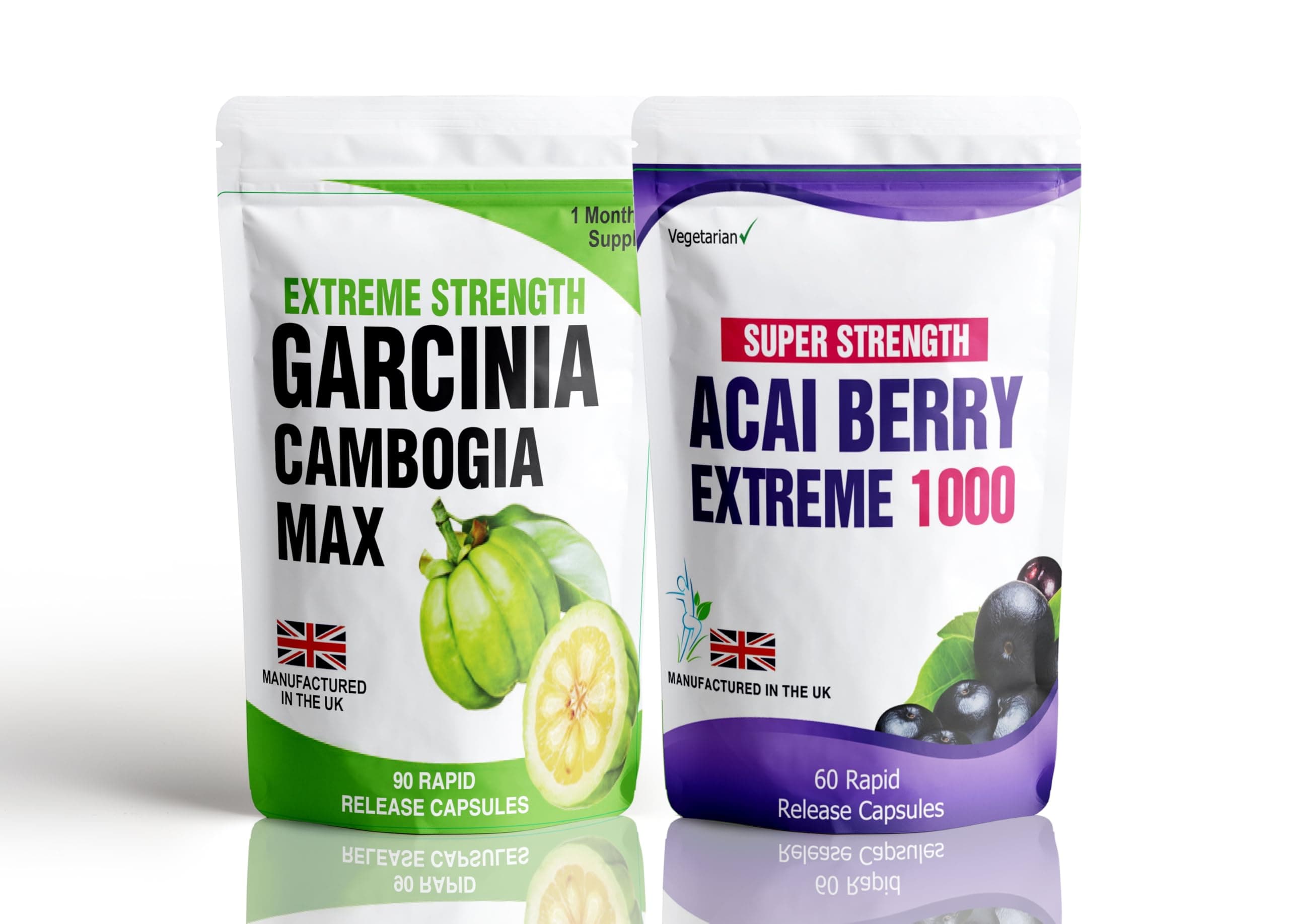 90 Garcinia Cambogia 60 Acai Berry Extreme Weight Loss Slimming Diet Pills Free Meal Plan Dieting Tips 2 Bottles