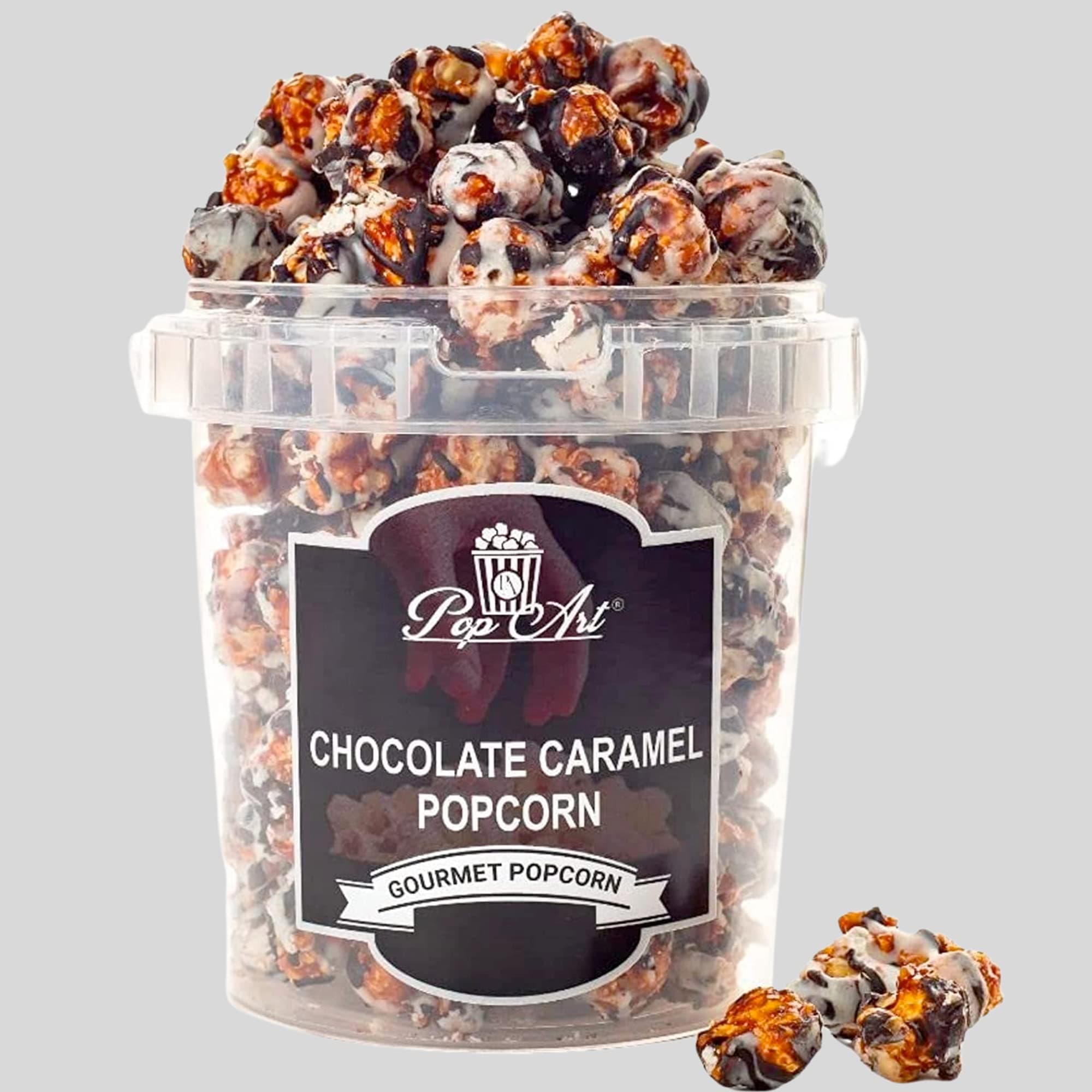 Popart Chocolate Caramel Flavoured Popcorn | Ready to Eat Snack | Chocolate Caramel Popcorn | Gourmet | Non-GMO | Snack |Air-Tight Jar | 275 Grams|Enjoy Two Bucket