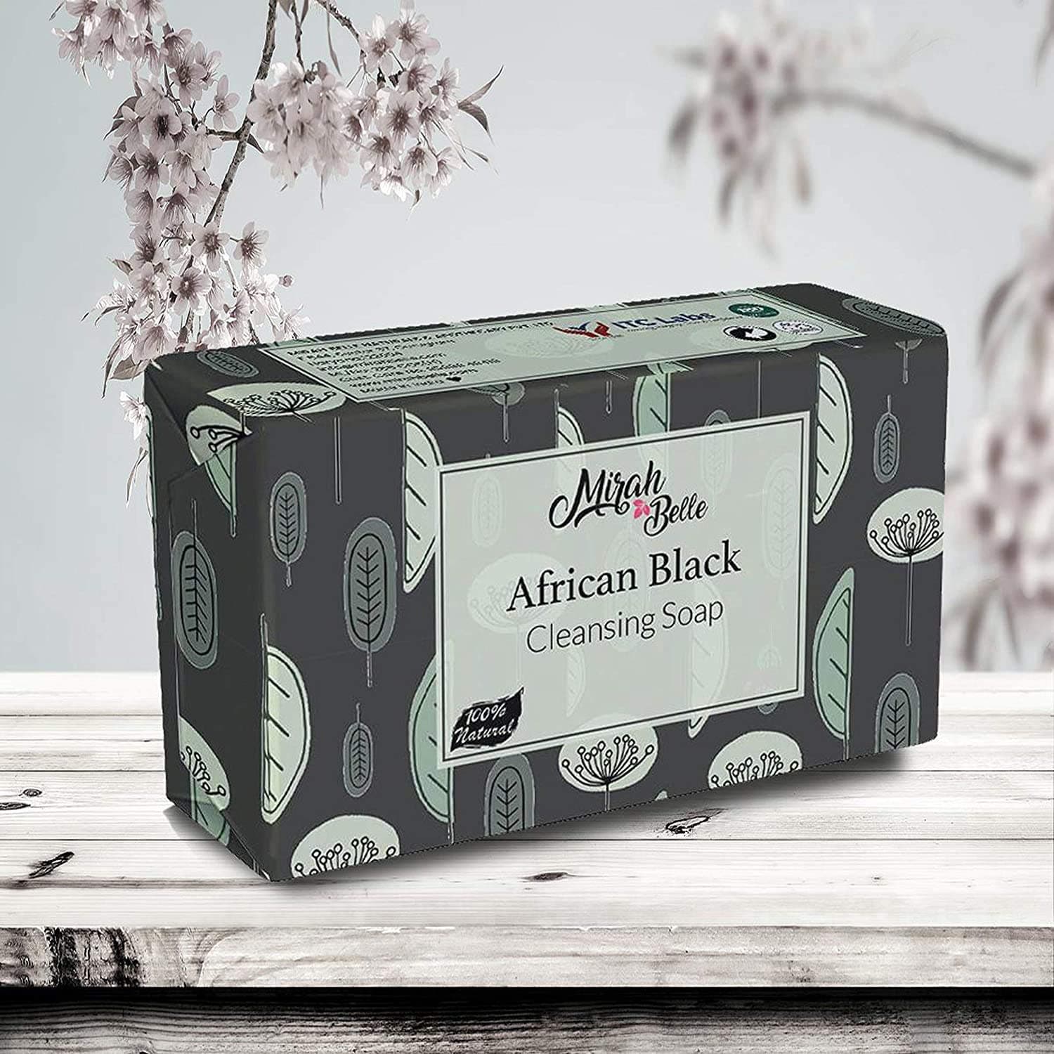 Mirah Belle - Black African Soap Bar (125 gm) - Organic, Vegan, Handmade, Natural - Best for Acne, Blemishes, Pimples