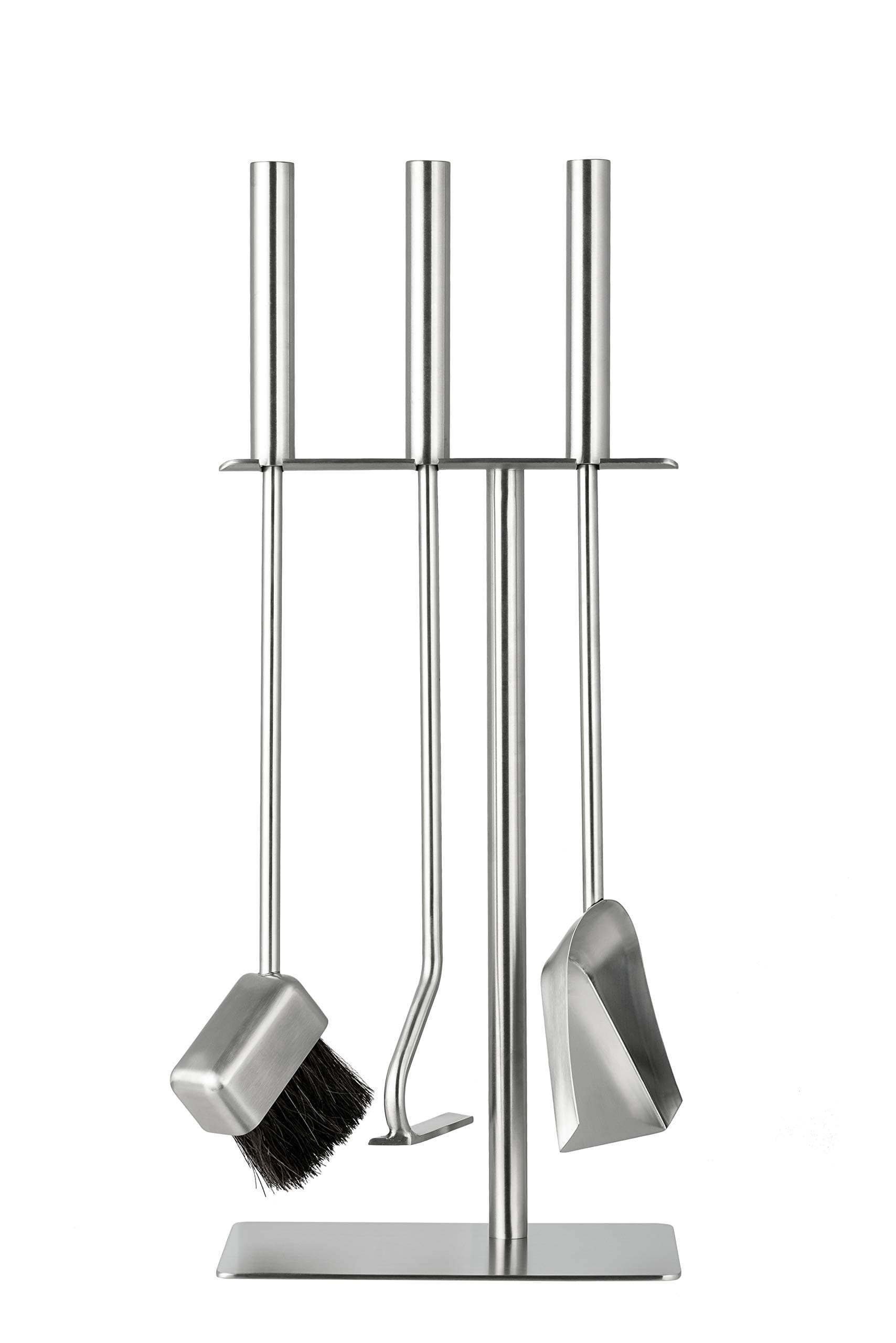HANSA Premium Fireplace Tools Set (3 Parts) SS Stainless Steel Square Hanger Modern, Fire Tools Companion Set Accessories Fireside Stainless Steel Brush