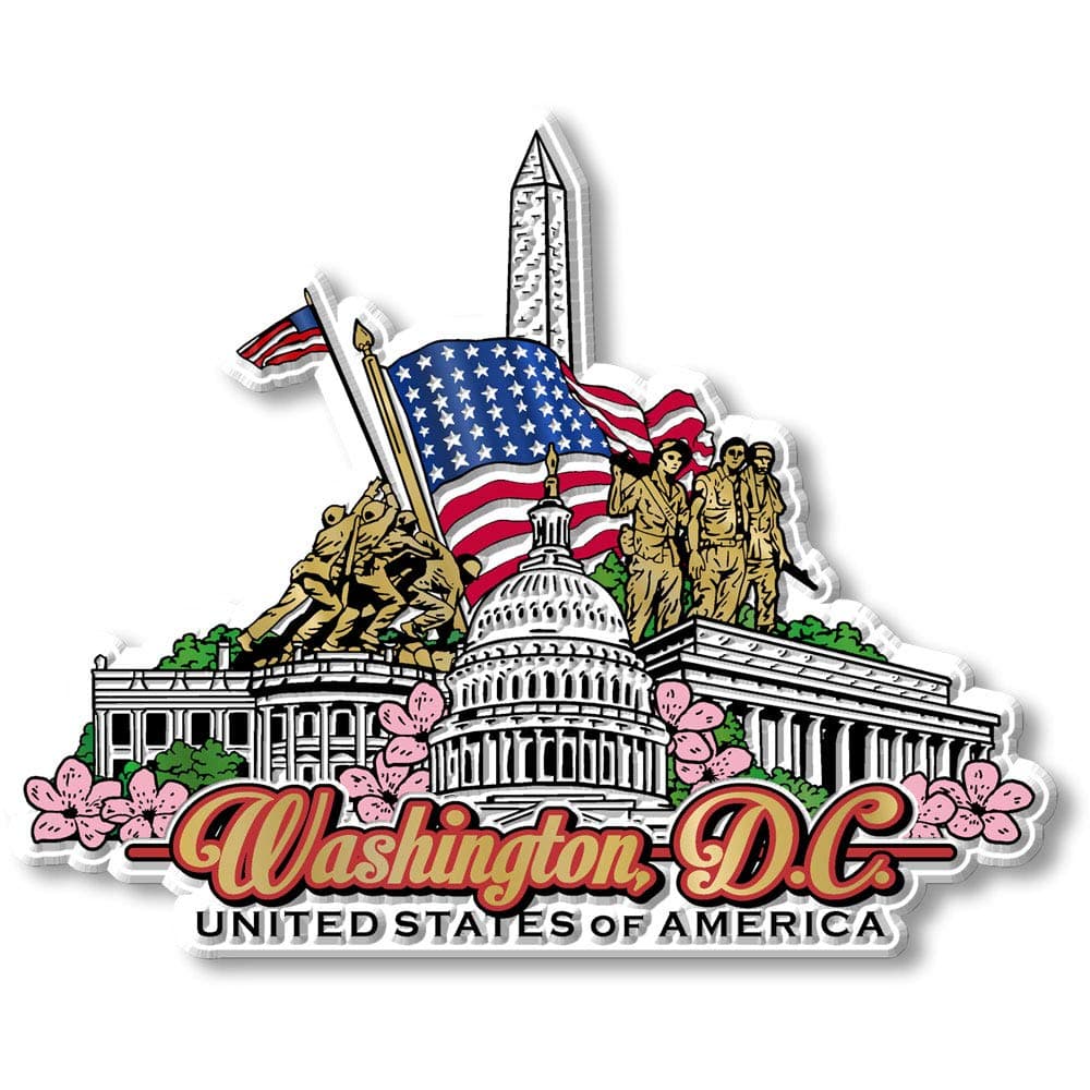 Washington, D.C. Magnet by Classic Magnets, 3D Rubber Vintage-Style Collectible Souvenirs and Gifts Made in The USA, 4.4" x 3.6"