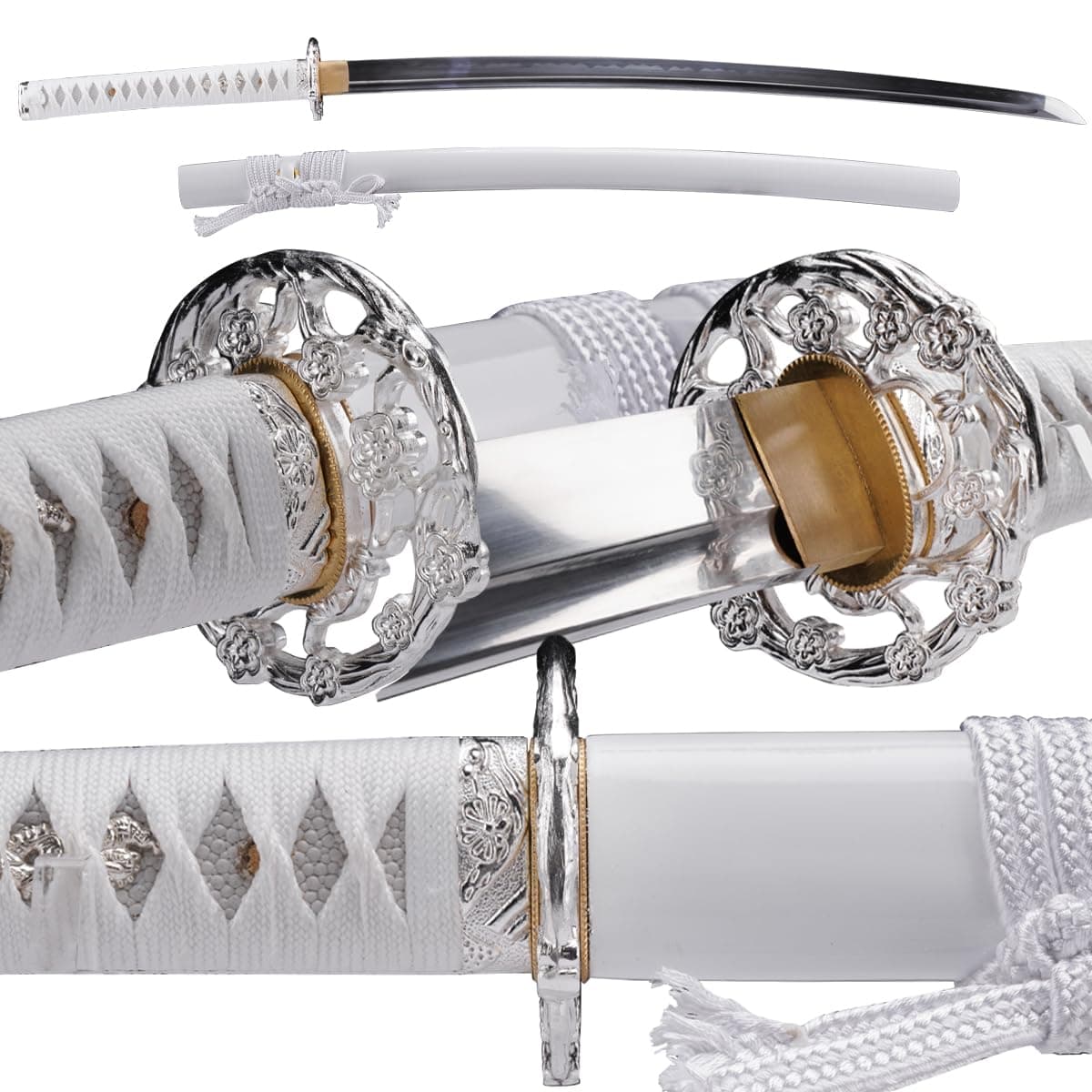 Japanese Samurai Katana Sword, 1060 High Carbon Steel Traditional Handmade, Blue Flame Full Tang, High-Performance/Razor-Sharp, Gifts for Men/Boys