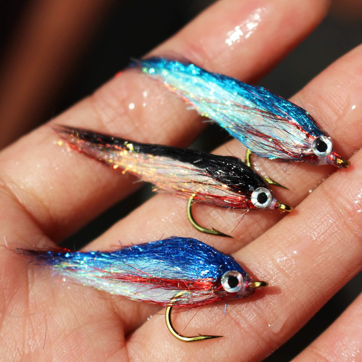 12 pcs Wounded Minnow Fly Ice Dub UV Polar Fry Slowly Sinking Salmon Trout Steelhead Fly Fishing Flies Lures Set-Size 8