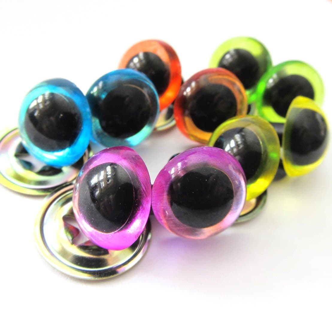 5-Pair Craft Eyes Pack 9mm in Pink, Orange, Sky Blue, Lime, and Yellow