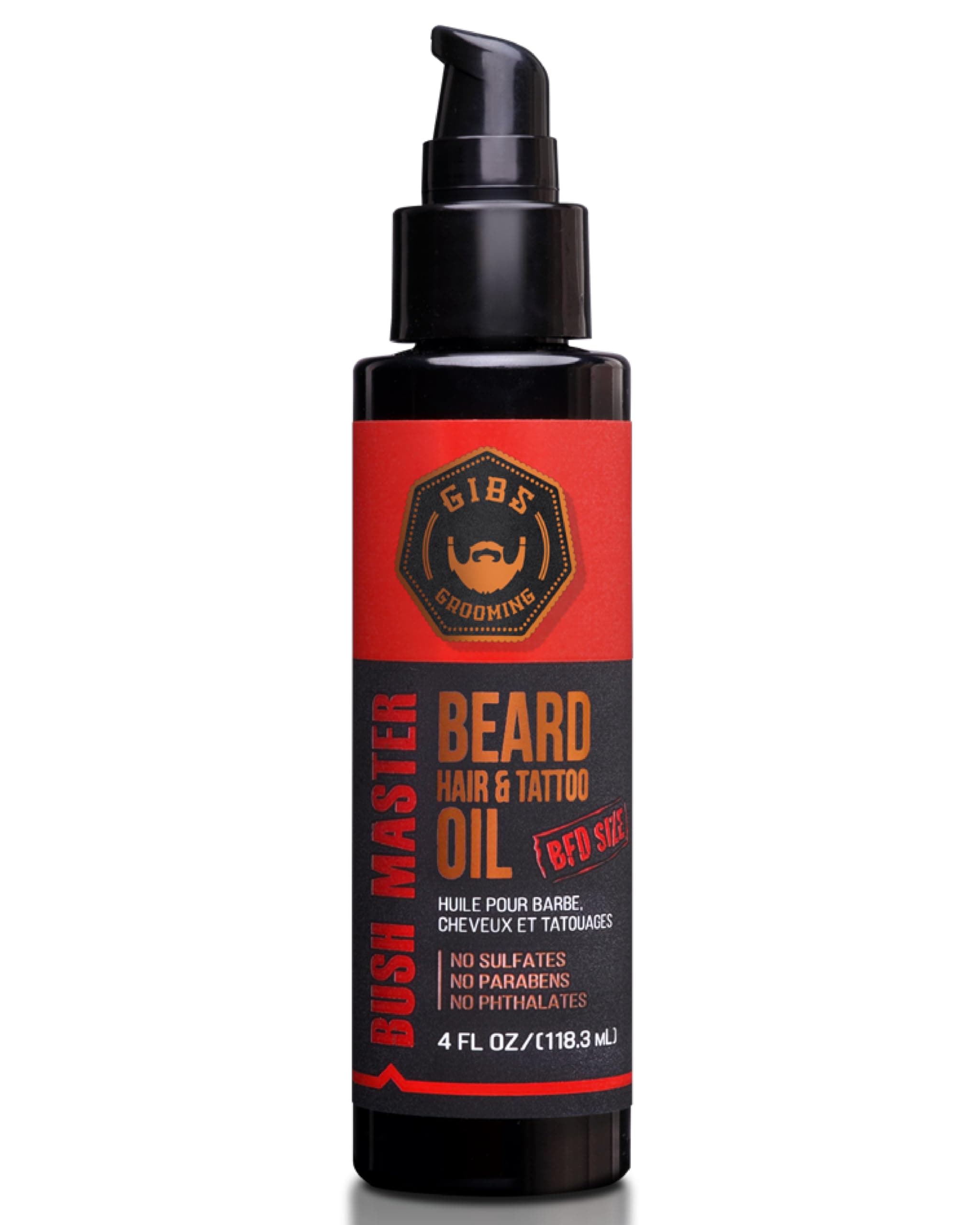 GIBS Beard, Hair & Tattoo Oil - Softens & Strengthens Beard Growth, Moisturizes Skin (4 Scents, 2 Sizes)