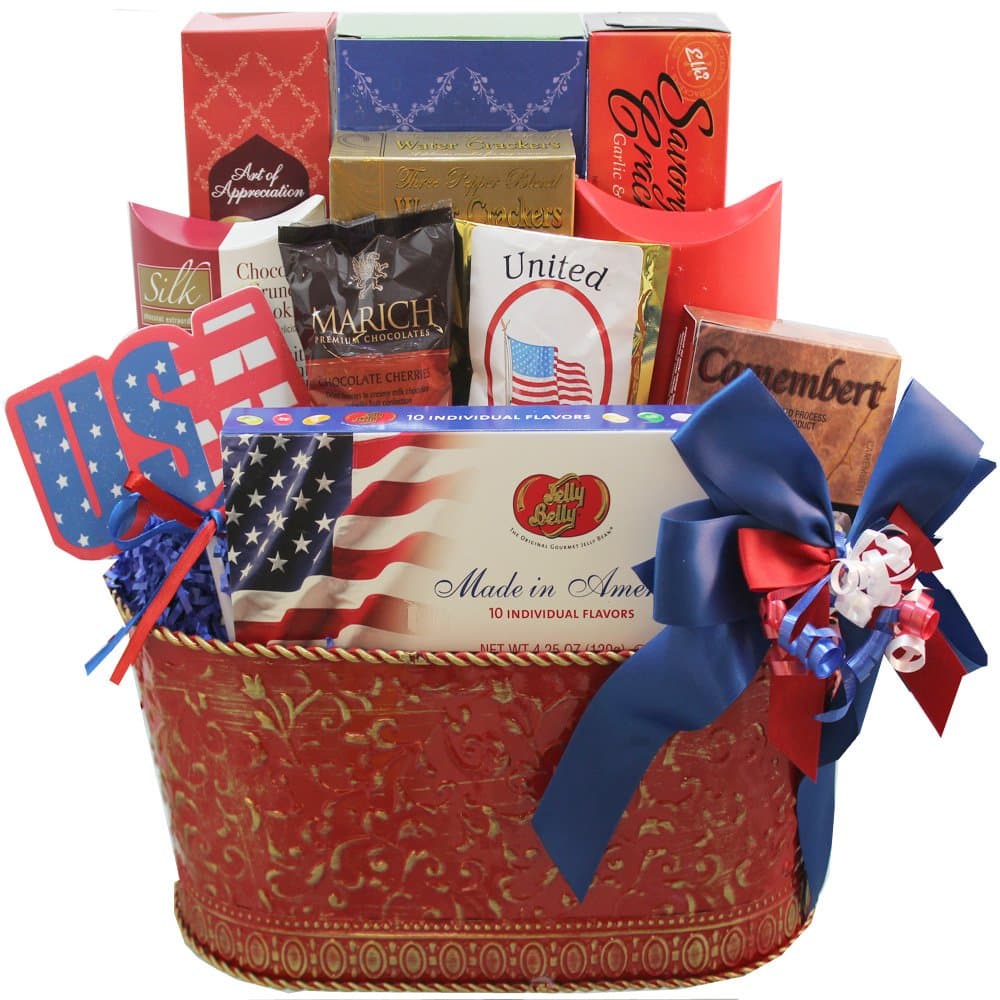 America The Beautiful Patriotic Gourmet Food and Snacks Gift Basket
