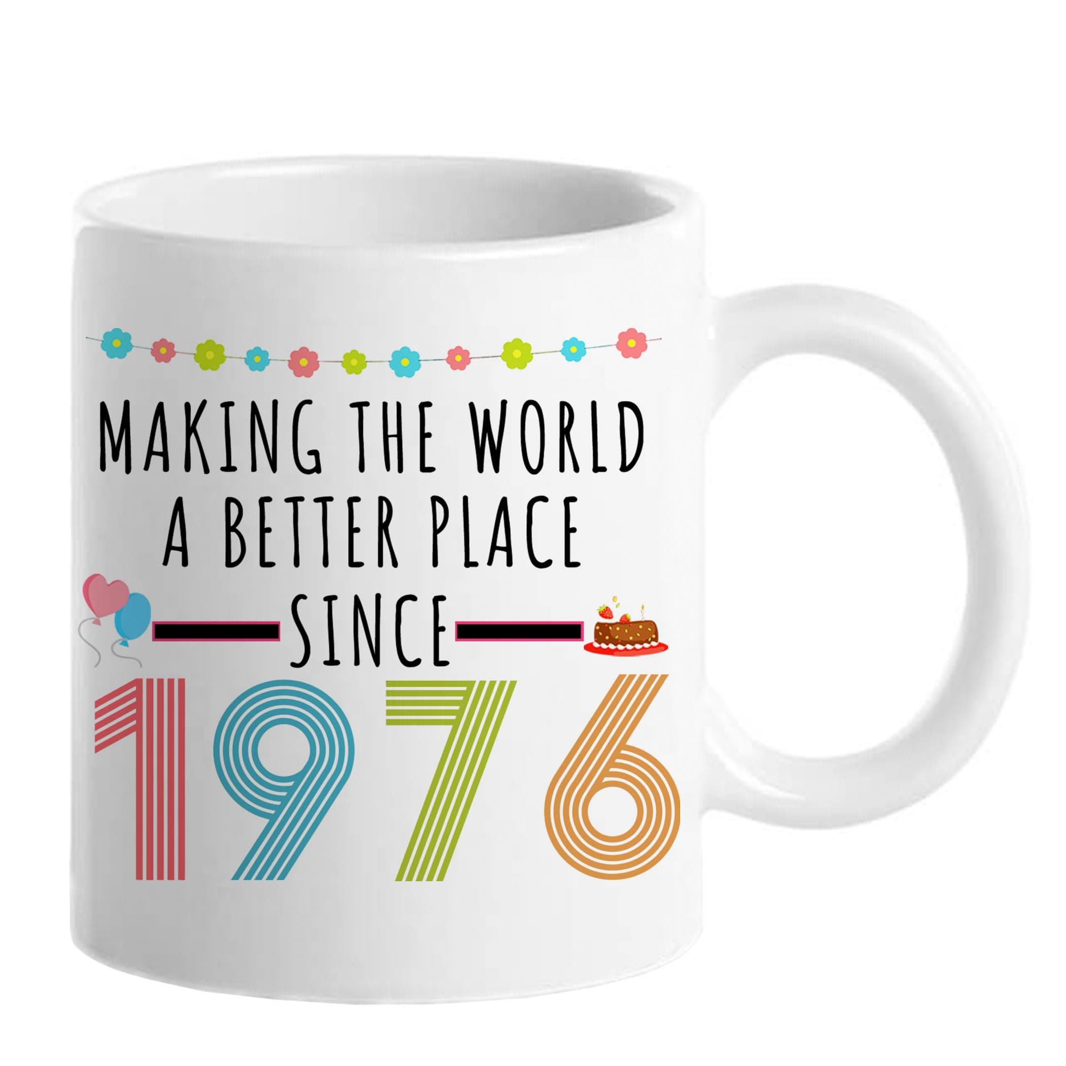 Choinn 50th Birthday Gifts for Women, Funny 50 Year Old Gift Coffee Mug, 1976 50th Birthday Mugs for Her, Mom, Aunt, Wife, Sister, Grandma, Friend, 11 oz Tea Cup Making The World a Better Place 1976