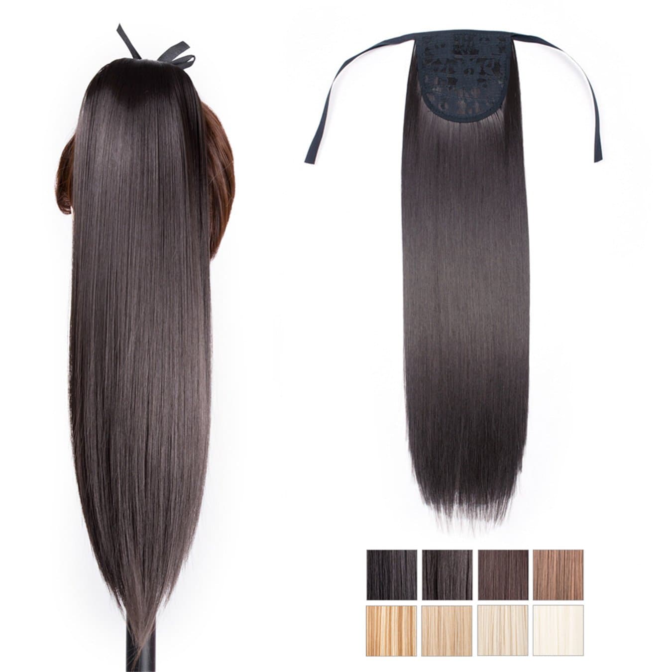 Ayana Ponytail Hair Extensions Long Straight Synthetic Ribbon Ponytail Tie Up Ponytail Drawstring Ponytail Clip in Hair Extensions Hairpiece (20INCH, 2#)