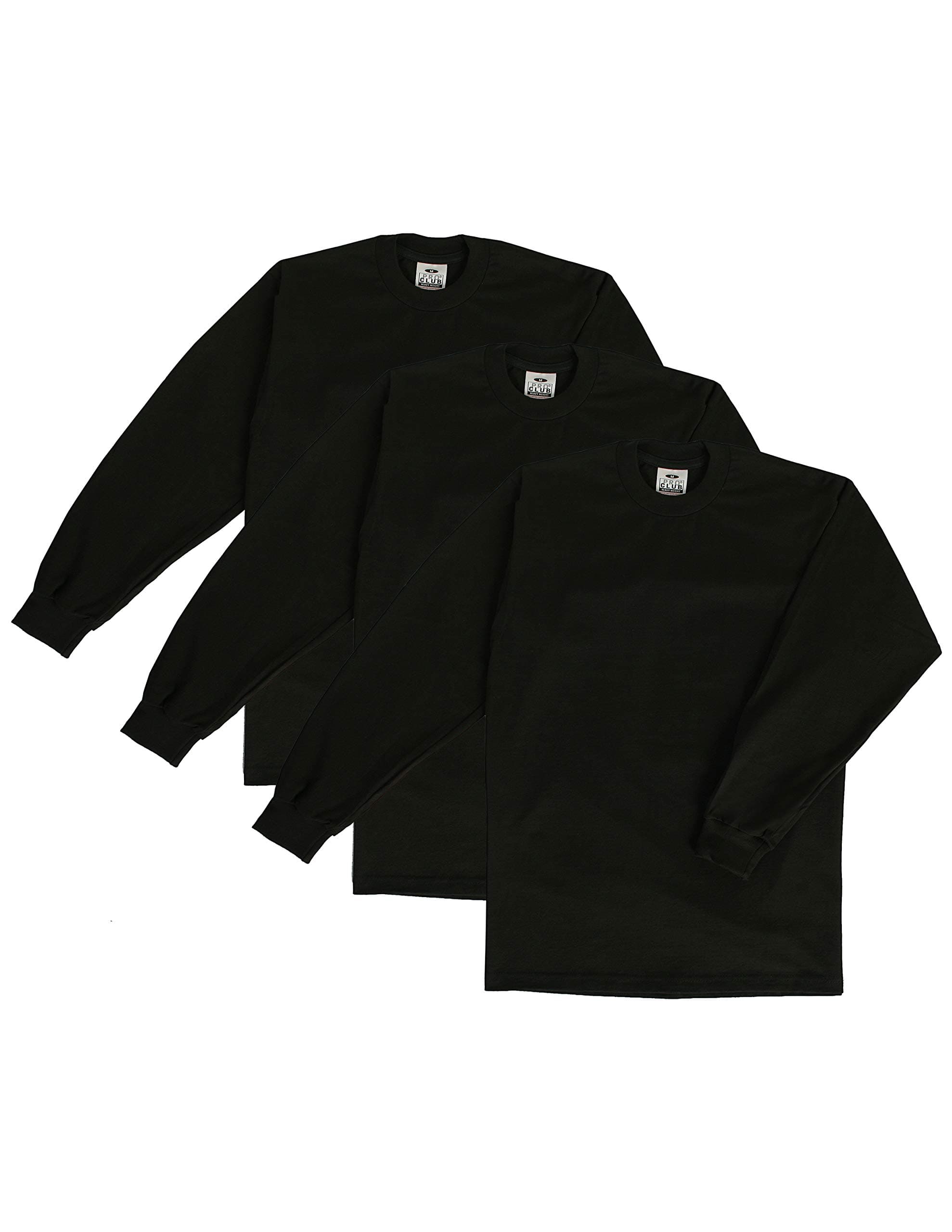Men's 3-Pack Heavyweight Cotton Long Sleeve Crew Neck T-Shirt
