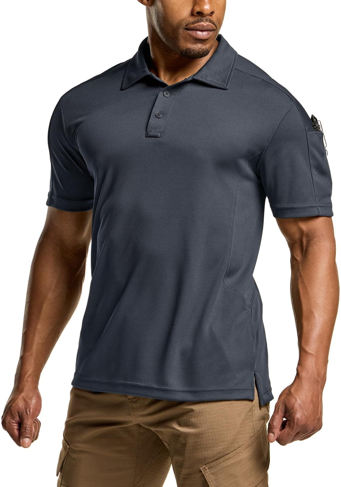 Men's Quick Dry Tactical Polo Shirt, Lightweight Breathable Performance Polo, Short Sleeve UPF 50+ Outdoor Golf Shirt