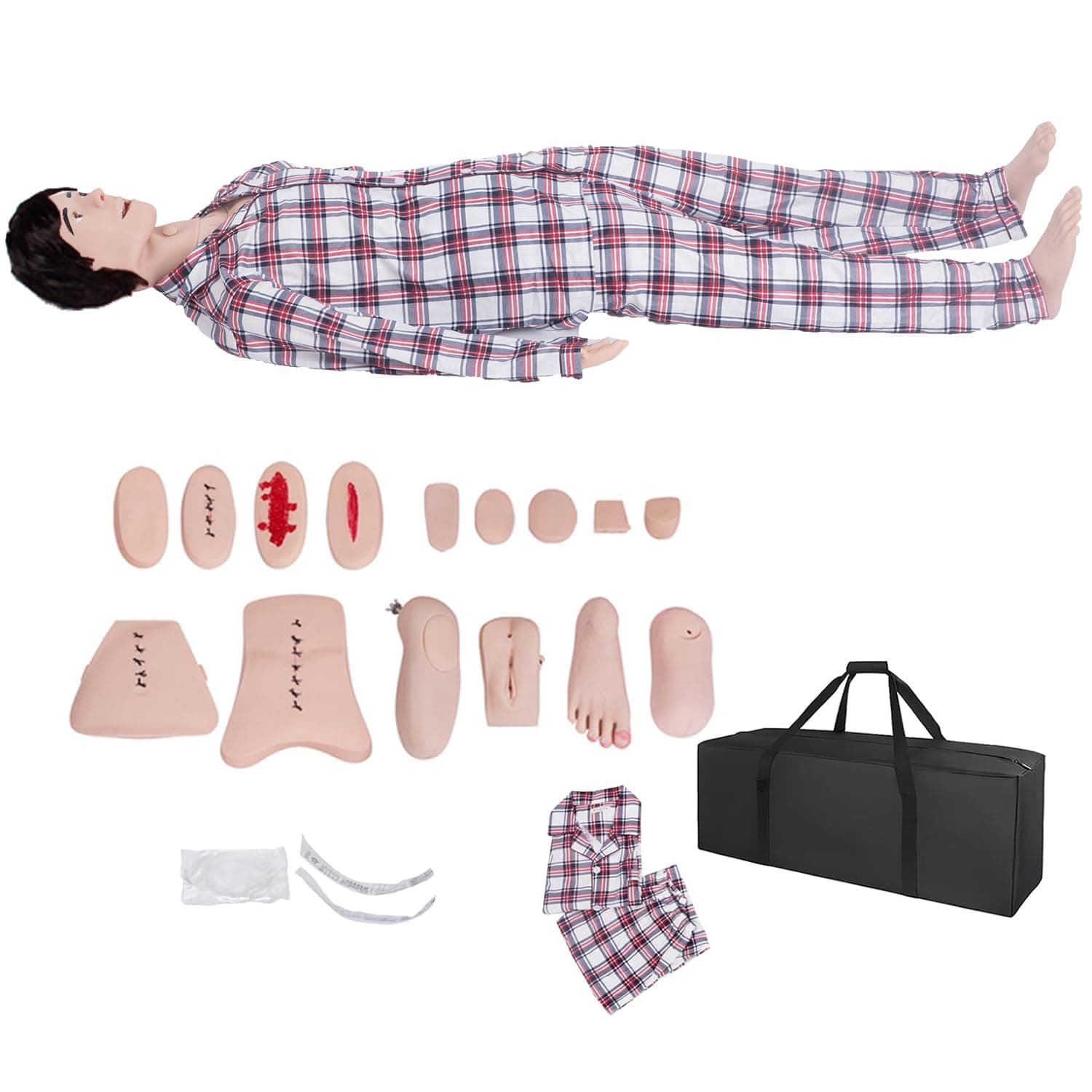 Patient Care Nursing Manikin, Trauma Manikin Training PVC Whole Body Care Manikins Male and Female Training Wound Mannequin Model for Nursing Medical Teaching Supplies 66’’Life-Size