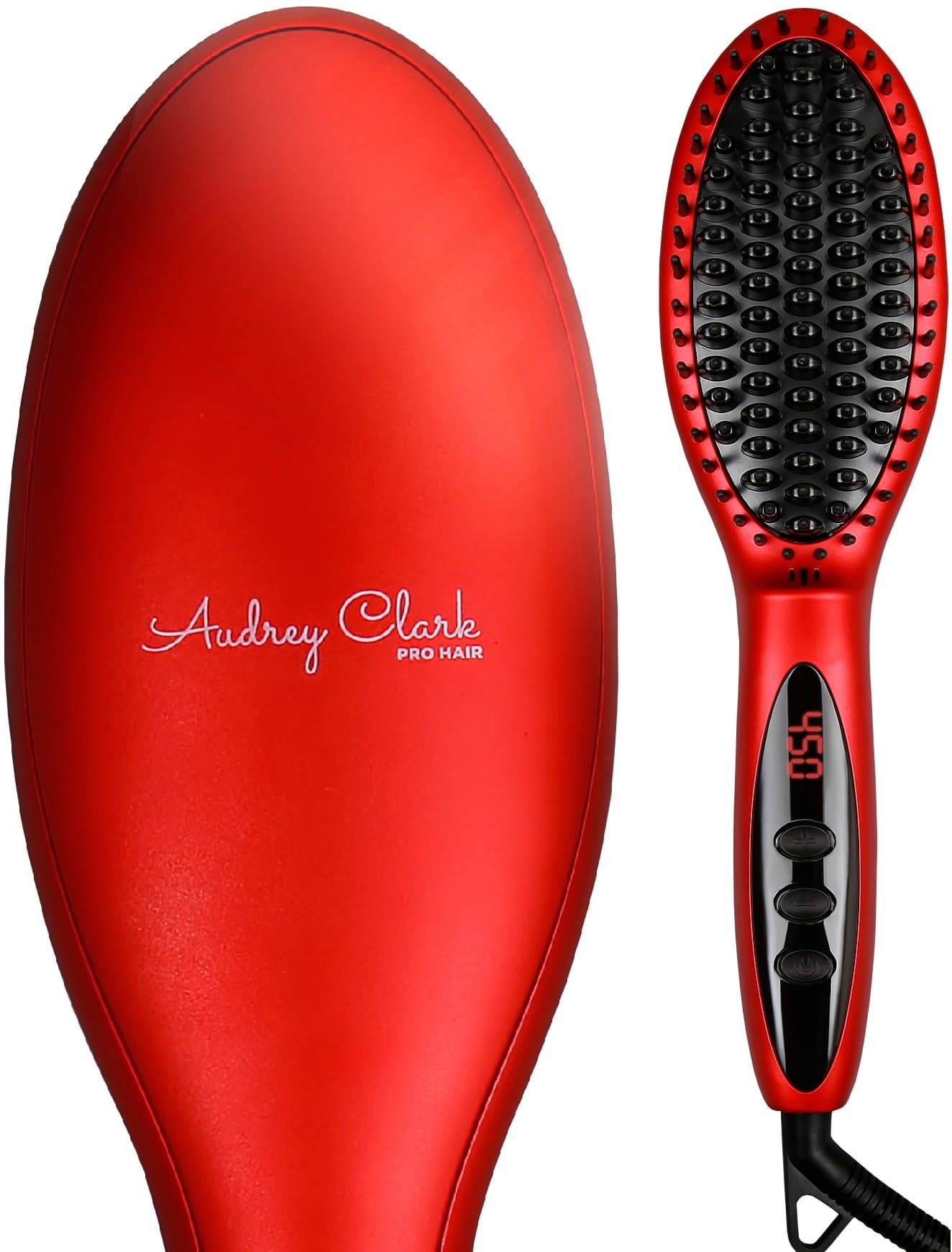 2017 Audrey Clark PRO HAIR Ionic Hair Straightener Brush v.2 – Full Set in a Premium Gift Box, Anti-Scald, Adjustable Temperatures w/ LCD Display – Anti-Static Technology to Reduce Frizz.