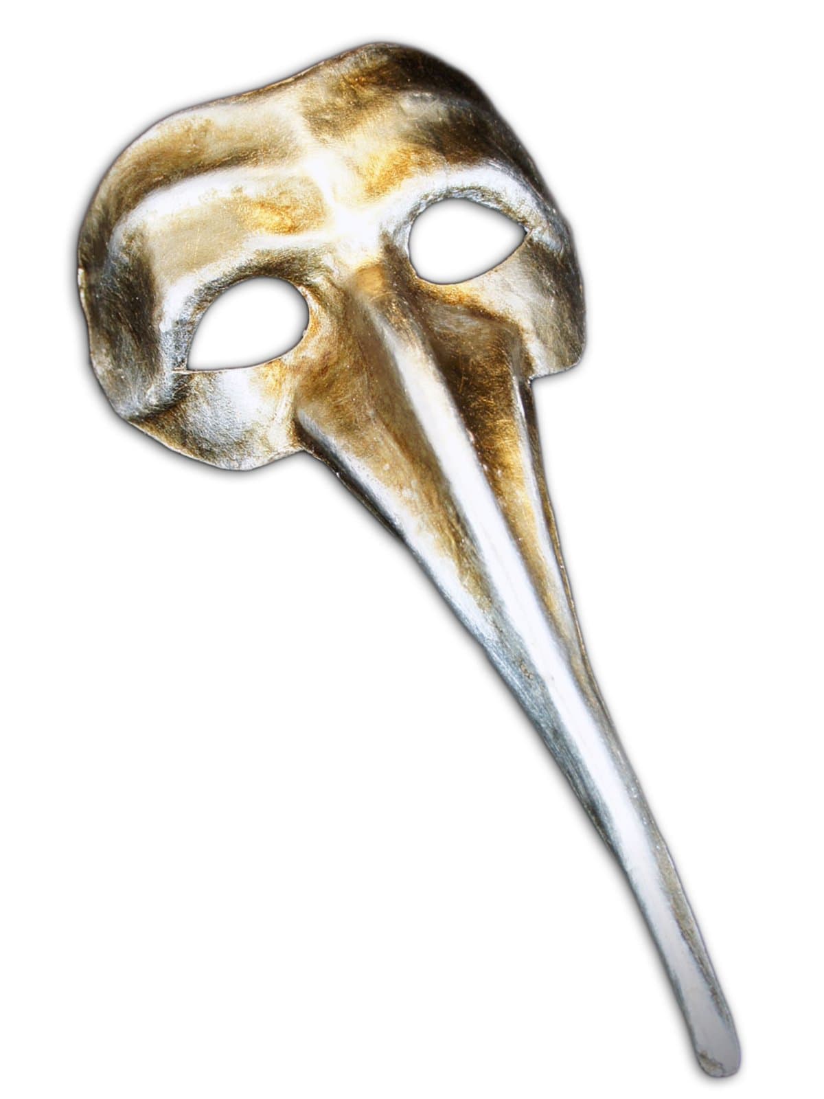 Venetian Long Nose Mask Zanni Metallo for Men (silver)