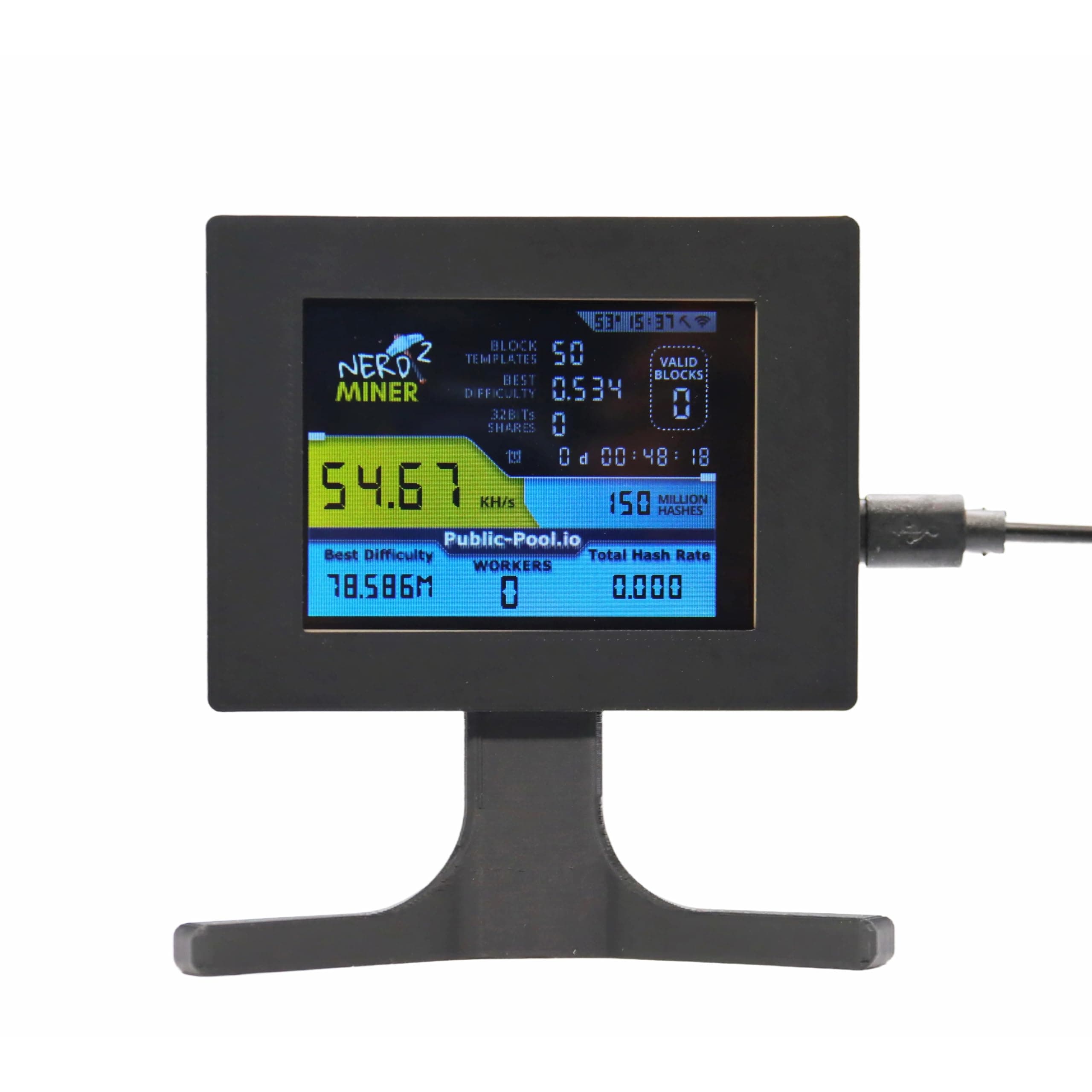 Nerd Miner V2 56KH/S 2.8インチ ディスプレイ ファームウェア 1.6.3 ビットコイン Nerdminer スマートLCDディスプレイ 暗号ソロ宝くじ マイナー デスクマイナー