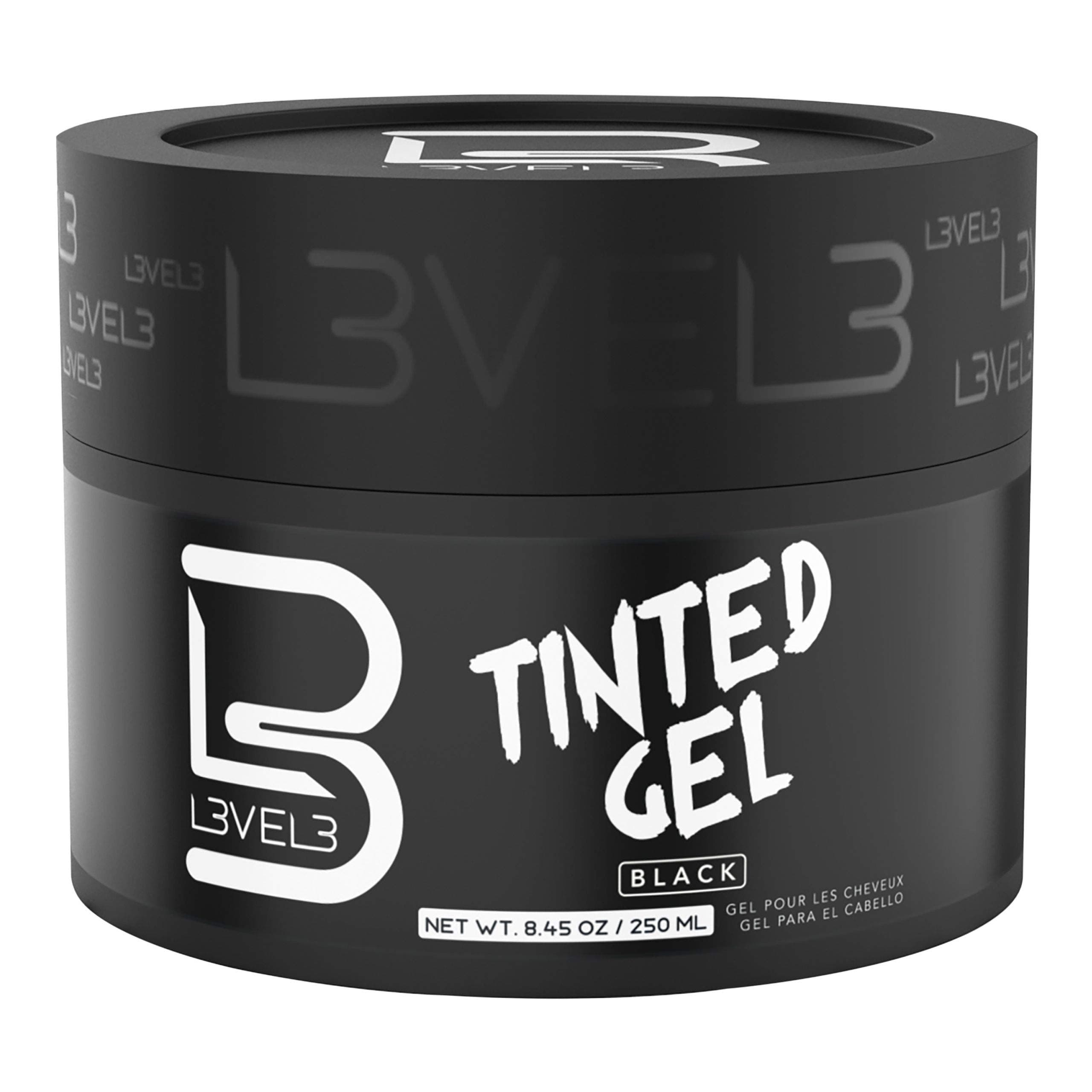 Level 3 Black Tinted Hair Gel – Cover Grays Instantly & Style with Strong Hold | Adds Volume, Texture & Shine | Semi-Permanent, Flake-Free Formula