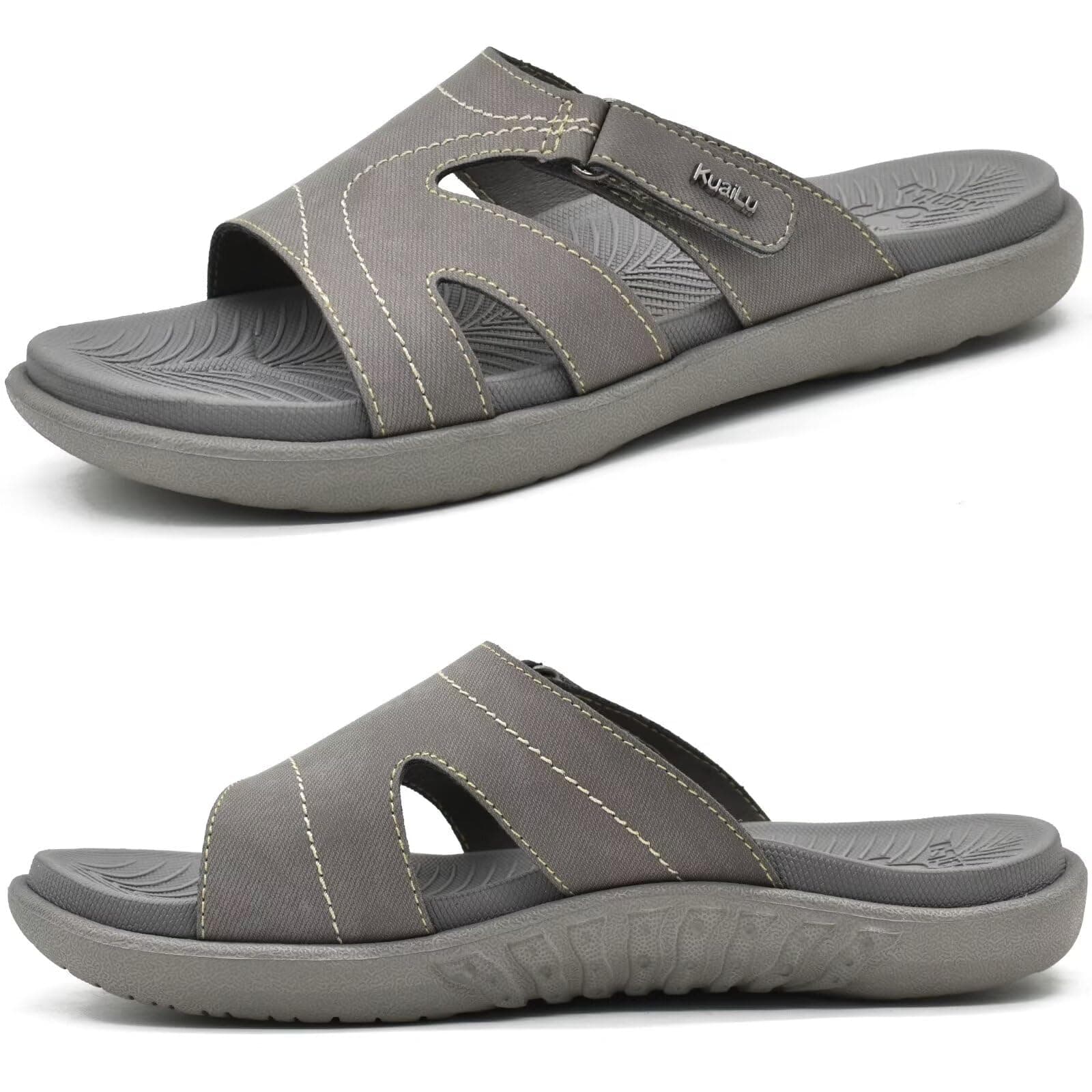 KuaiLu Womens Fashion Orthotic Slides Ladies Lightweight Athletic Yoga Mat Sandals Slip on Thick Cushion Slippers Sandals with Comfortable Plantar Fasciitis Arch Support