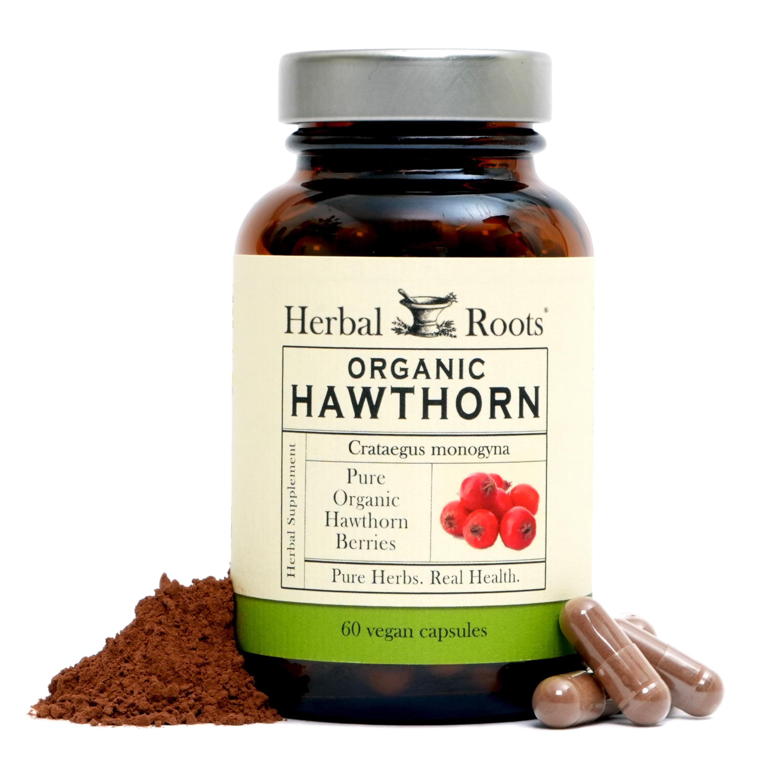 Organic Hawthorn Berry Capsules | Extra Strength 1,200mg per Serving | 60 Vegan Capsules