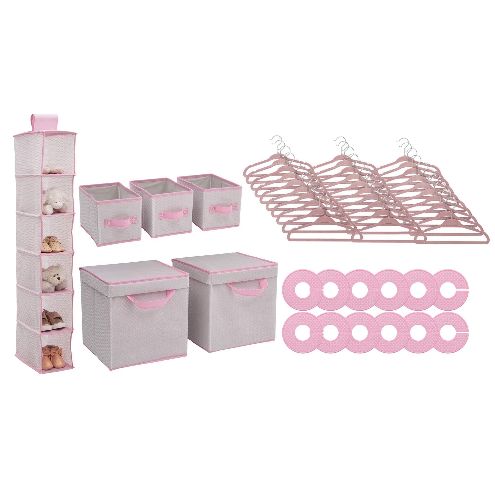 Delta Children Nursery Storage 48 Piece Set, Infinity Pink