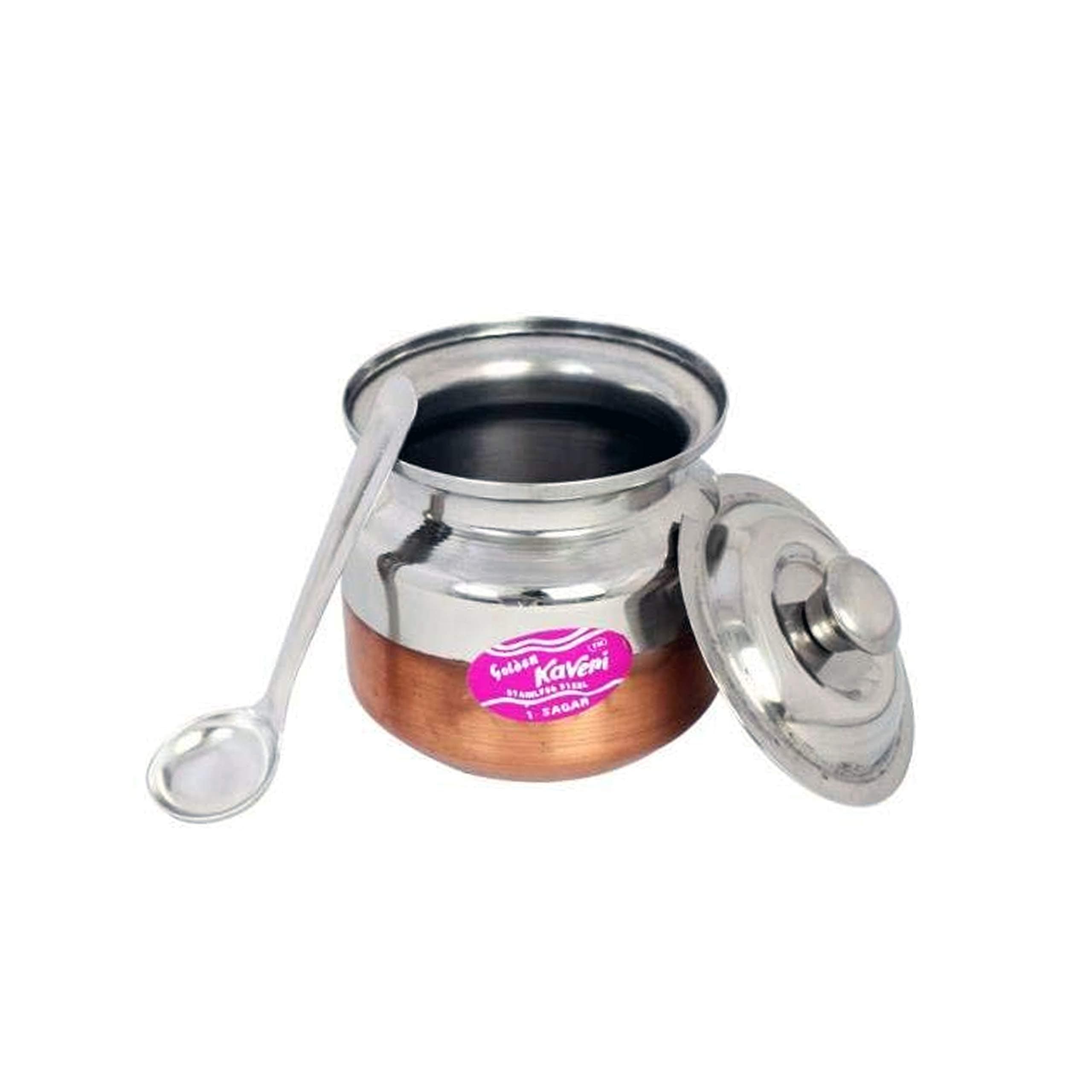 Kaveri Stainless Steel Copper Bottom Kitchen Storage Ghee Dani Oil Pot Container (Stainless Steel, 250 ML)