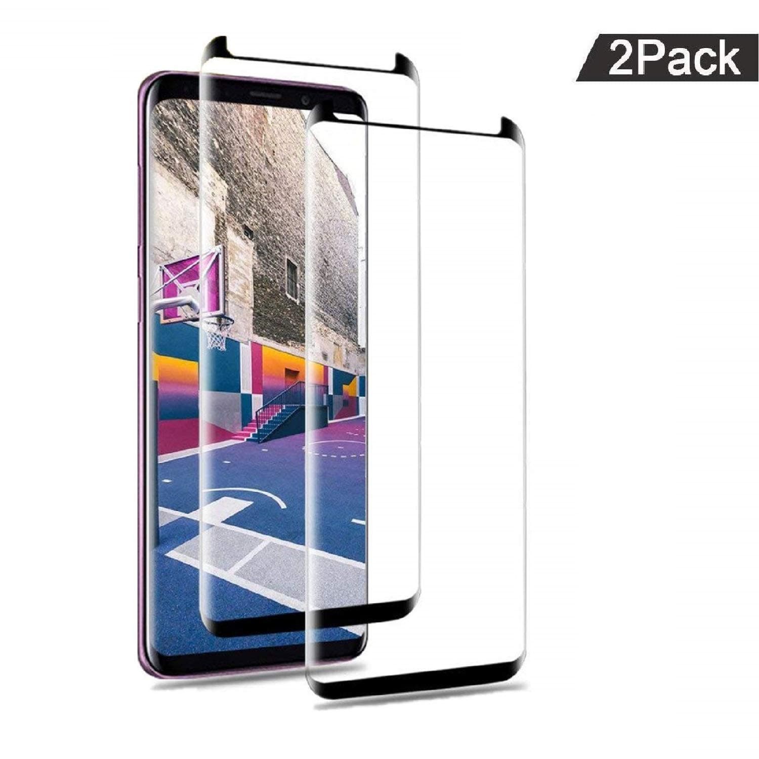 WHJJK Galaxy S9 Screen Protector Glass,[2 Pack] Full Cover (3D Curved) Tempered Glass Screen Protector with Dot Matrix for Samsung Galaxy S9