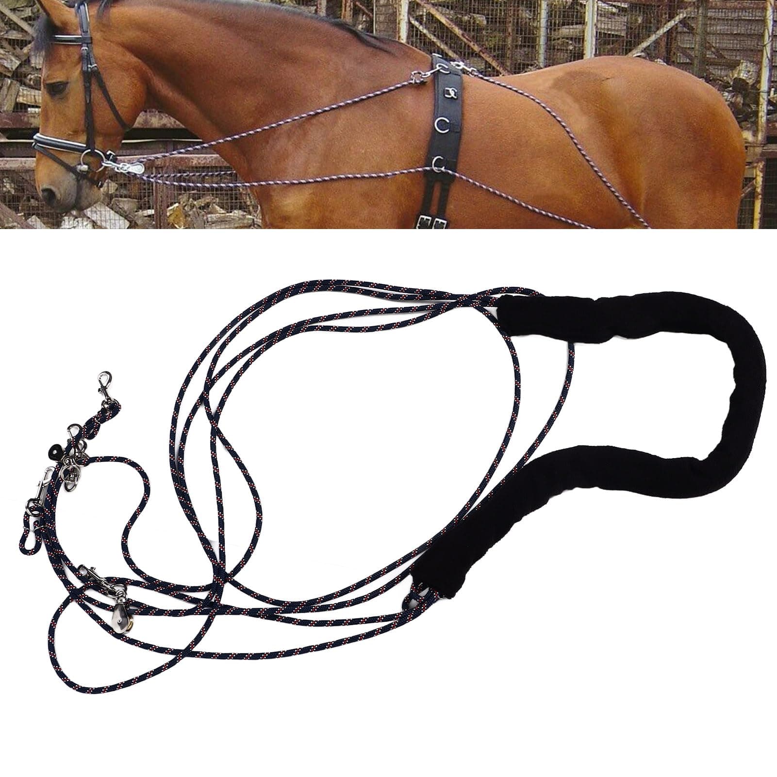 Horse Lunging Training Aid, Soft Horse Training Rope Adjustable Horse Training and Lunging Aid, Horse Lunging Training Aid Lunge Equipment for Horse Training(Black)