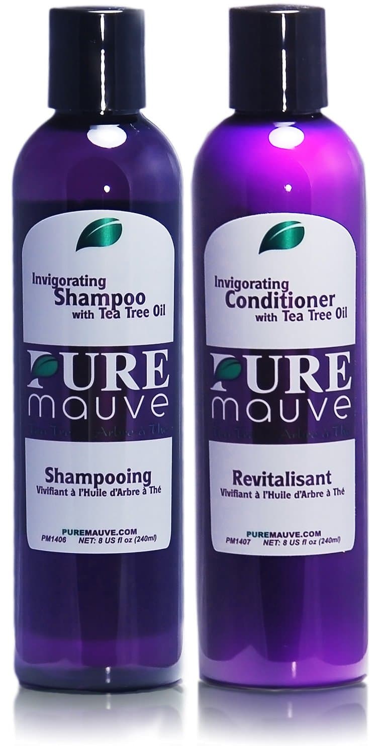 Shampoo and Conditioner Set with Tea Tree Oil, Sulfate Free and Paraben Free, Pure Mauve Hair Care Set Helps Reduce Dandruff and Scalp Itchiness, Ideal for Dry, Oily, Damaged or Color Treated Hair