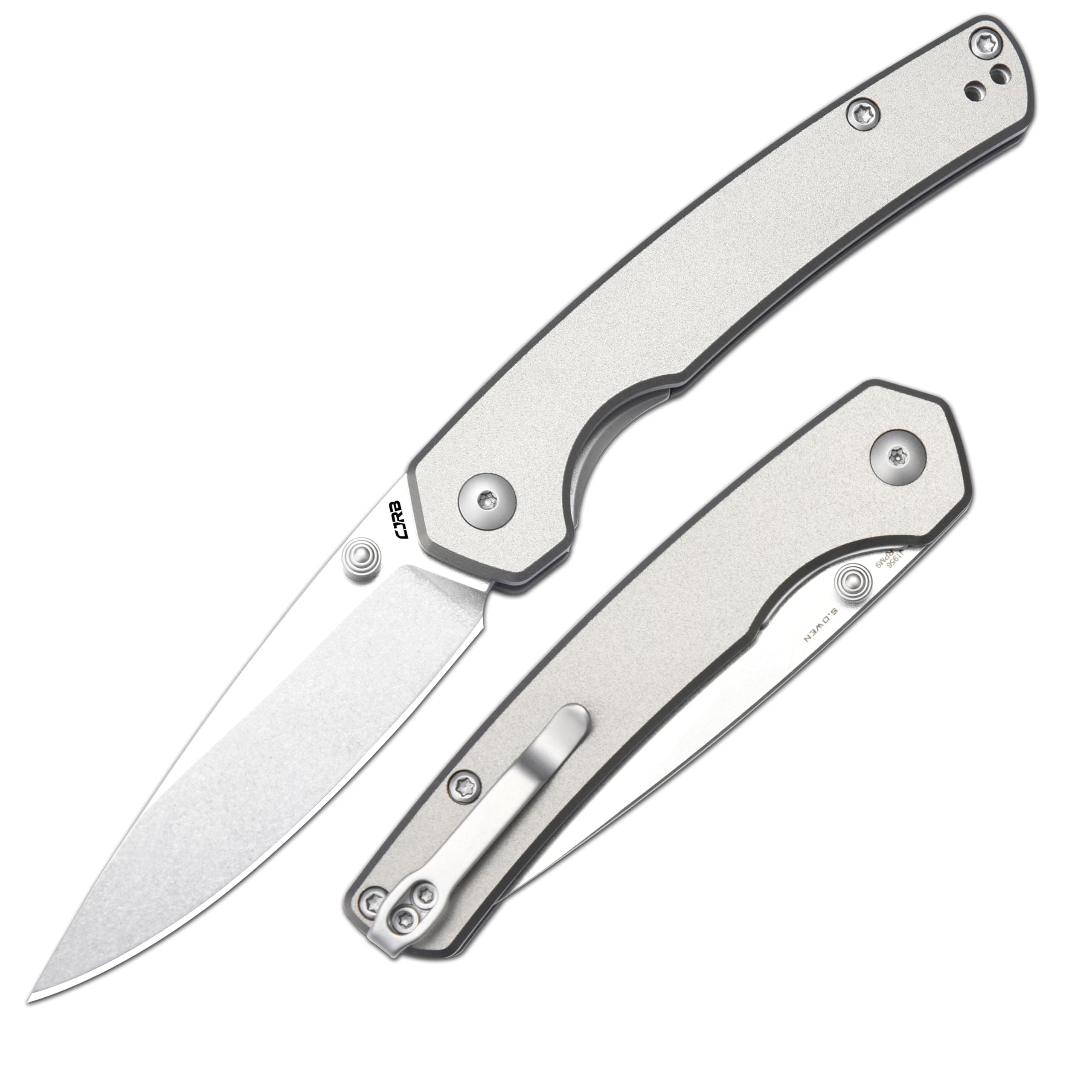 CJRB Kain Pocket Knife, 2.95'' AR-RPM9 Steel Blade Aluminum Handle Small EDC Knife with Pocket Clip for Camping Hiking Survival, Designed by Sanford Owen(J1956)