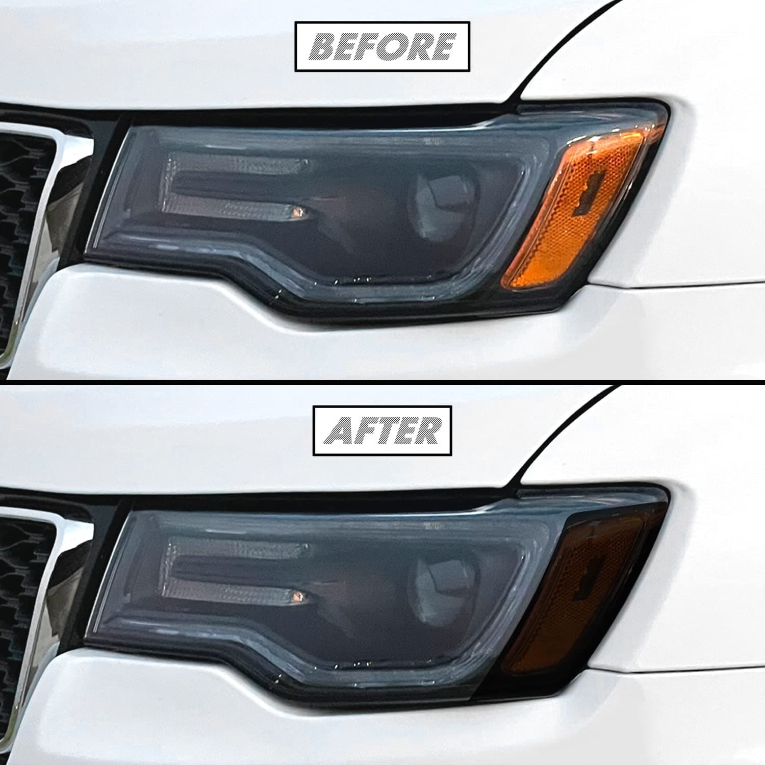 SlickMod PreCut Vinyl Smoke Tint for 2014-2021 Jeep Grand Cherokee Headlight (3. Headlight Sidemarker, 20% Dark Smoke)