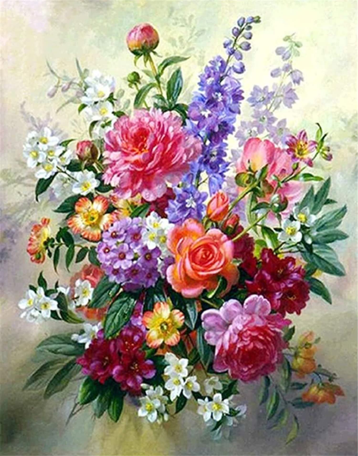 Cross Stitch Kits Stamped, OWN4B Colorful Flowers Printed Pattern 11CT 14.2x18.1 inch DIY Embroidery Kit (Flowers)