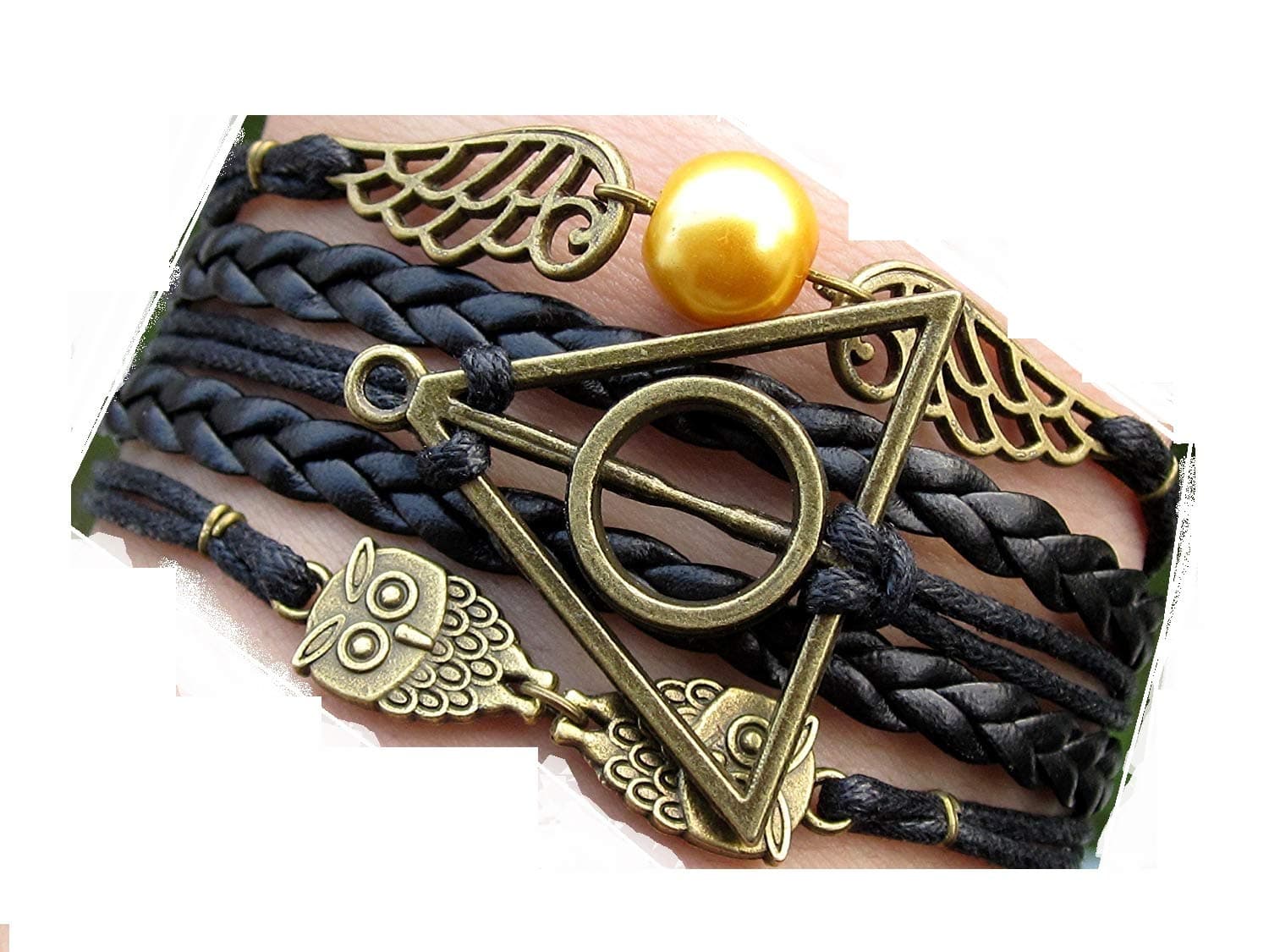 Deathly Hallows Charm Bracelet Harry Potter Snitch & Angel Wings Owls Charms Bracelet fashion