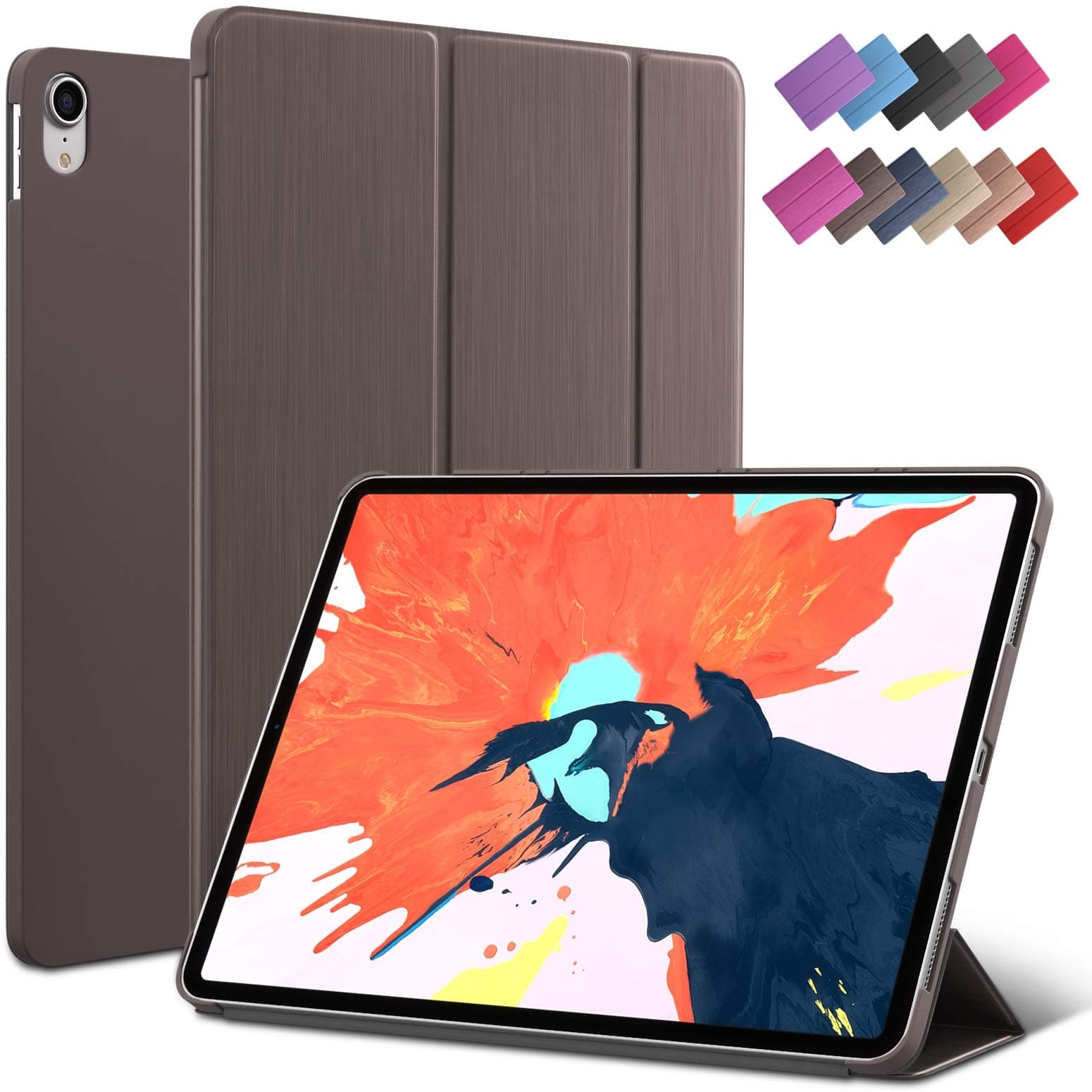 iPad Pro 11-inch case, ROARTZ Metallic Brown Slim Fit Smart Rubber Coated Folio Case Hard Cover Light-Weight Auto Wake/Sleep for 2018 Apple iPad Pro Model A1980 A2013 A1934