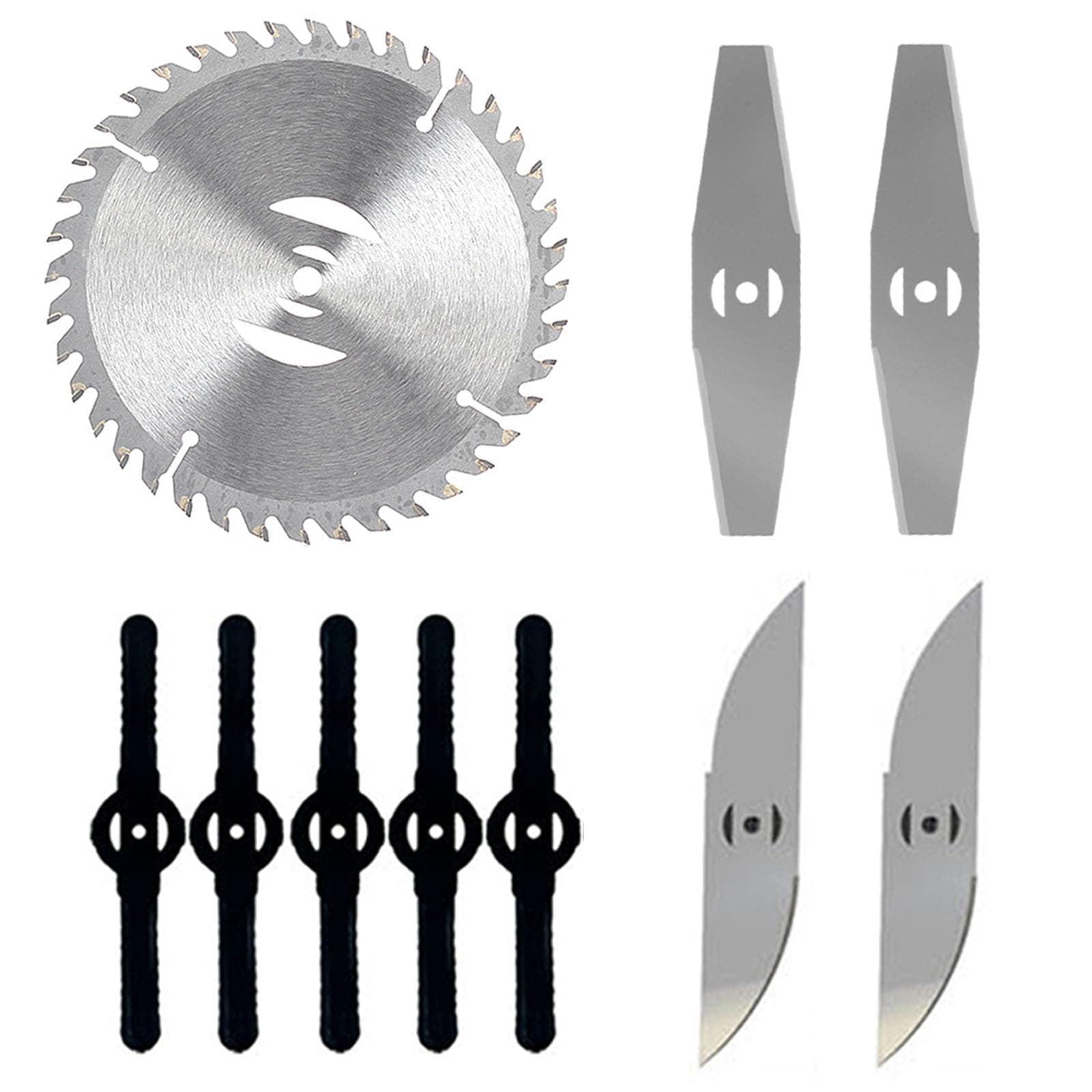 Strimmer Blades, Brush Cutter Blade Metal Blade, Garden Cordless Strimmer Spare Blade, Grass Strimmer Blade, for Garden Strimmer Accessories, 1X Circular Saw Blade, 4 X Alloy Blade, 5 X Plastic Blade