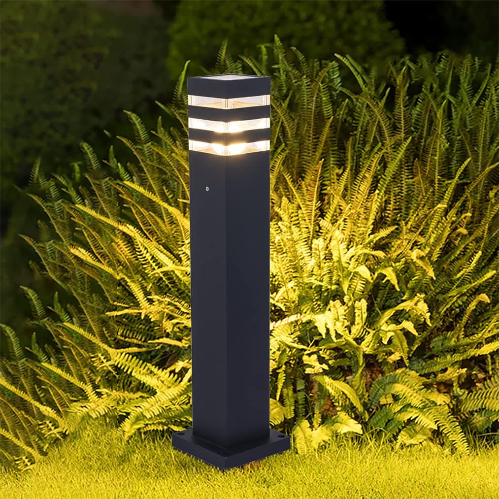 Pathway Lights Post Lights IP55 Waterproof Outdoor Lamp Post Lawn Light Floor Lamp E26 Lampholder Hardwired Suitable for 12V / 24V / 120V Voltage（23.5in, Black）