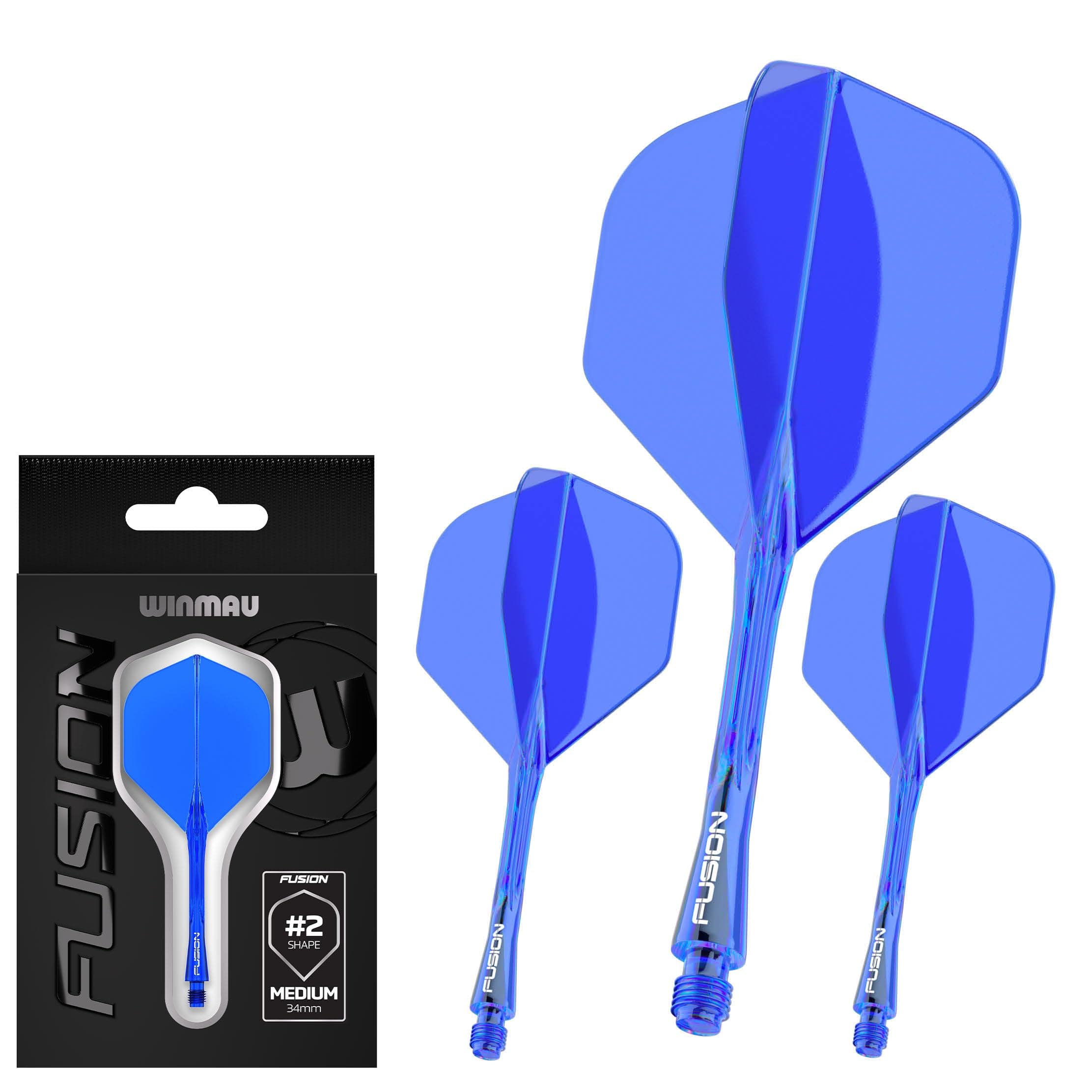Darts Fusion Integrated Flight & Shaft System - No.2 Shape and Design - Available in Short, Intermediate & Medium - Available in Variety of Colours