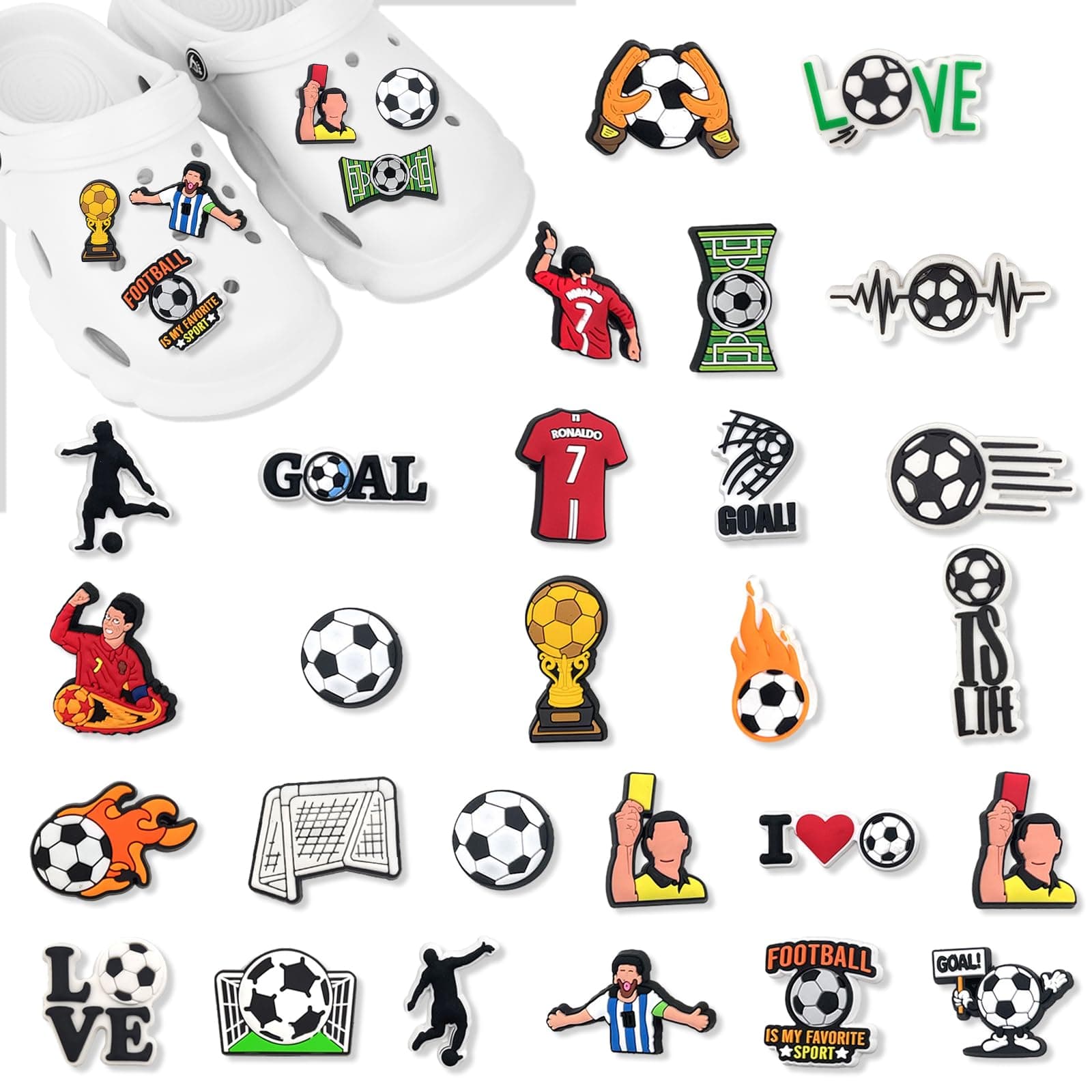 ElkuaieElkuaie 27 Pieces Football Accessories Shoes Charm, Shoe Decorations, Birthdays, Parties, Holiday Badges, Boys & Girls Shoe Accessories