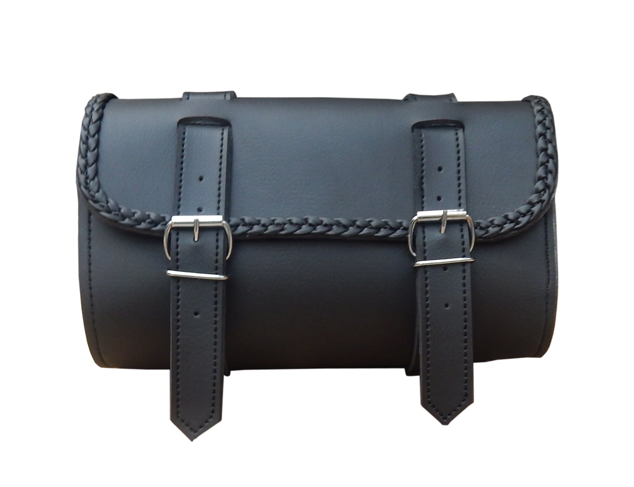 Synthetic Leather Motorcycle Gear Pvc Waterproof Tool Bag Braided black