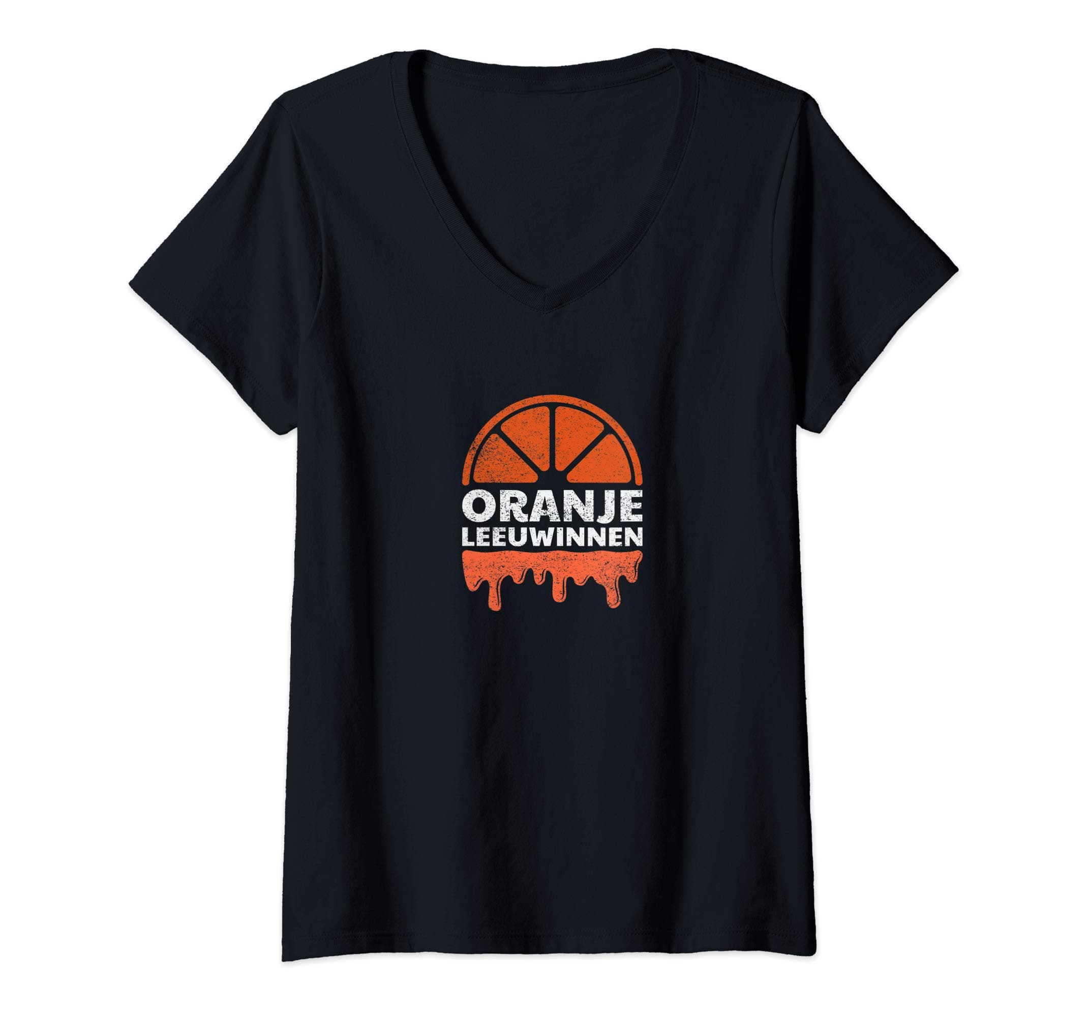 Womens Dutch Soccer T-shirt Netherlands Souvenir ORANJE LEEUWINNEN V-Neck T-Shirt