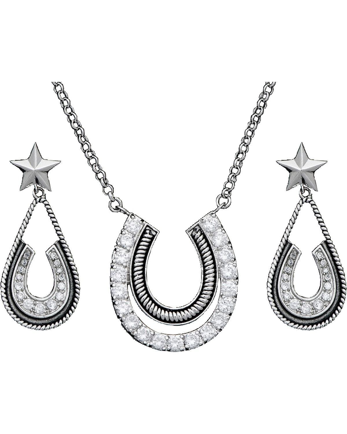 Montana Silversmiths Womens DISC Antique Rope CZ Horseshoe S Silver