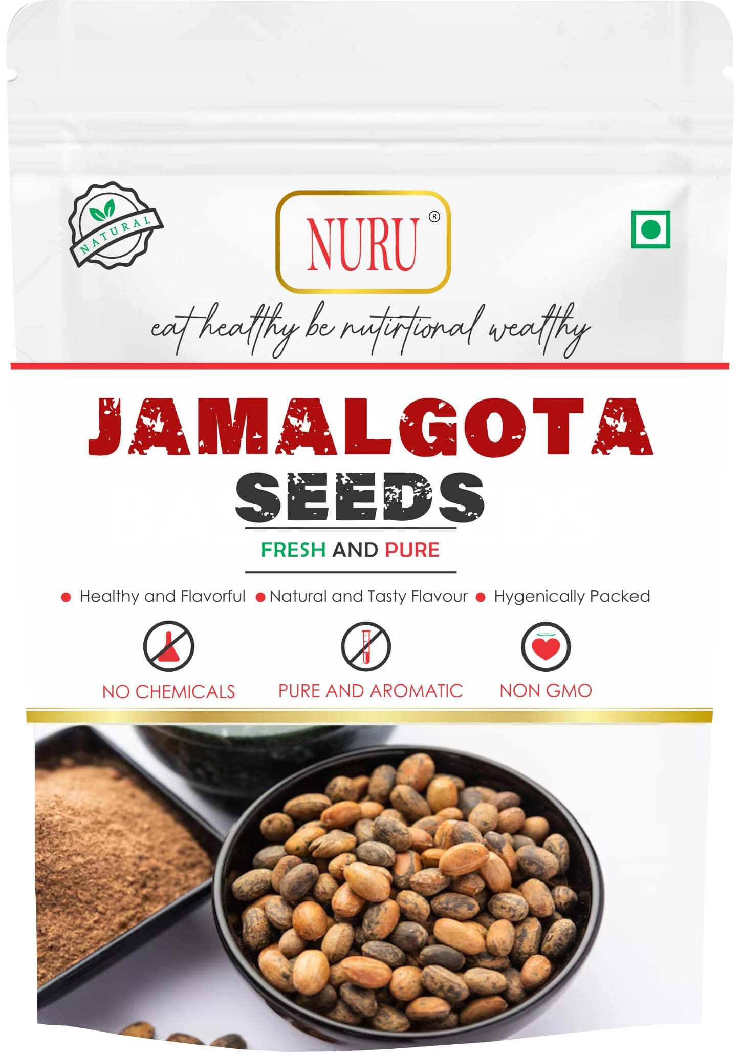 Nuru Jamalgota Seeds For Hair - Croton Seed | Croton Tiglium Seed | Jamalghota Seed | Jamalgota Beej | Jamalghota Beej | Jamal gota Seeds | Make Paste (50 gm)