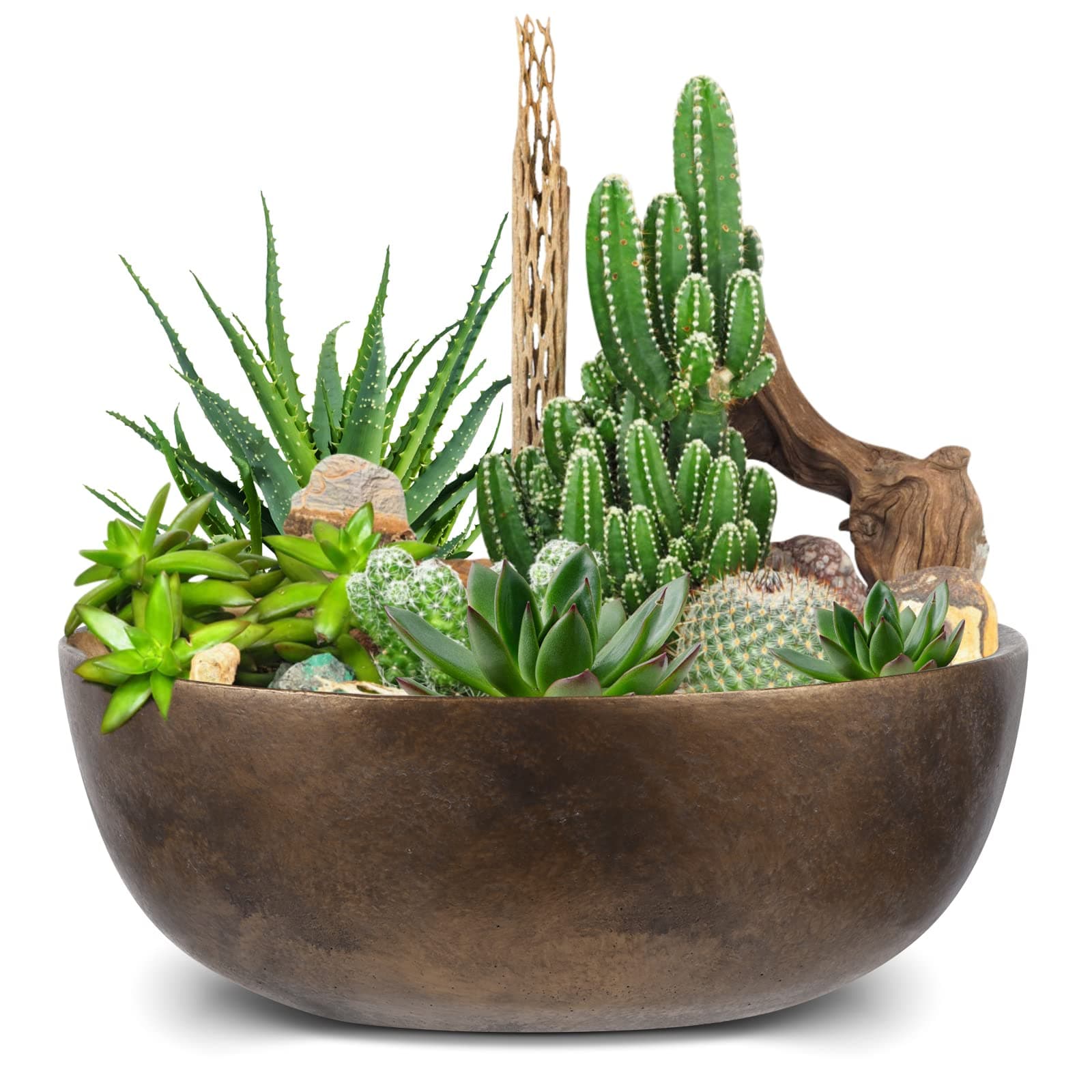 Ten-stone 9 inch Cement Centerpiece Bowl