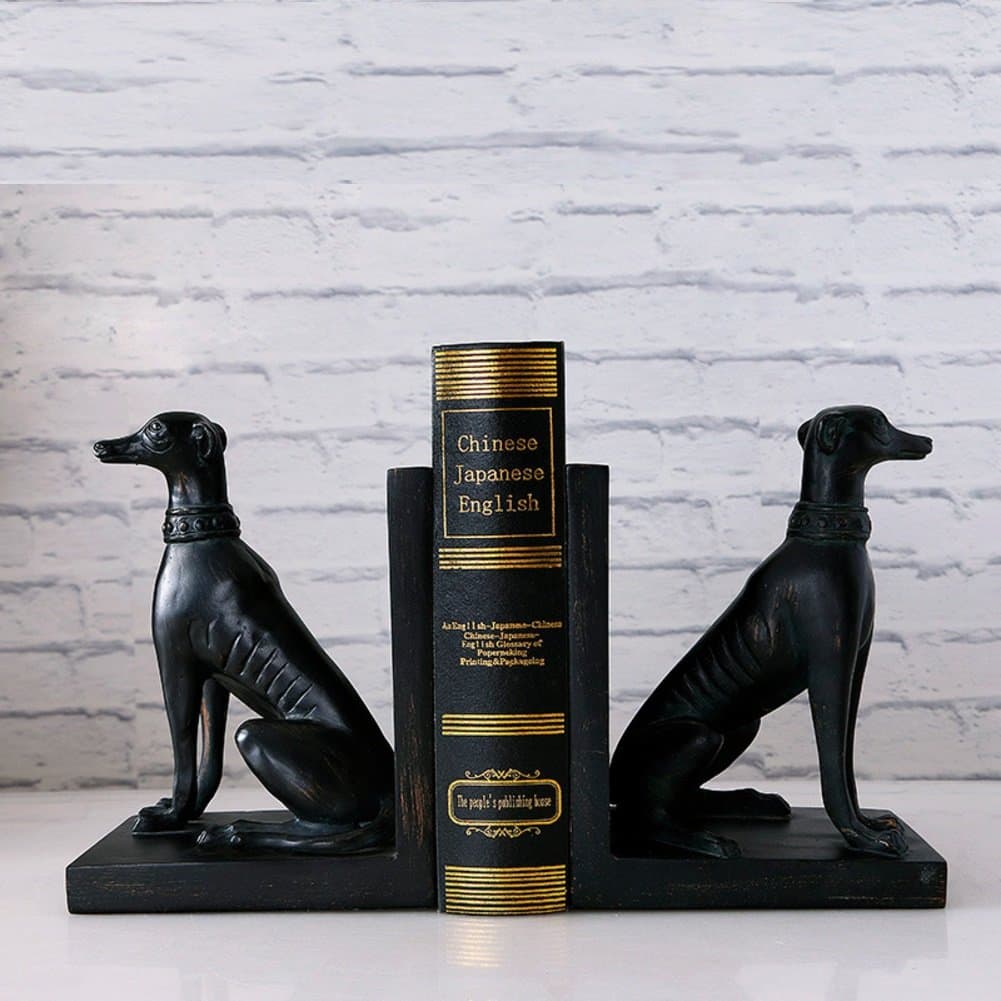 Creative bookends European Style Dogs Bookshelf Household Retro Resin Decoration-Black