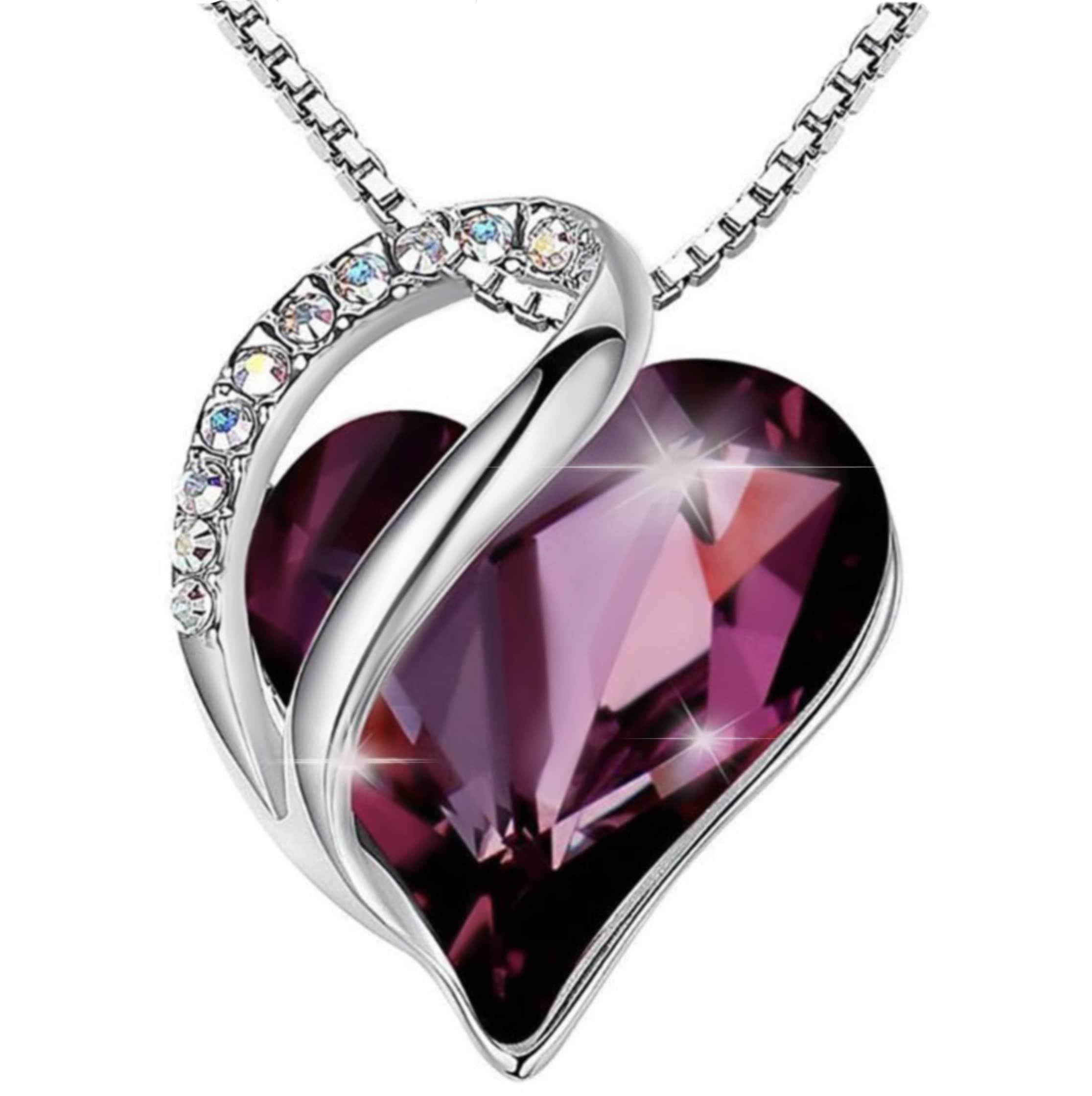 Necklaces for women Infinity Love Heart Pendant Necklace Heart of Ocean Pendant Jewelry Gift for Her, Wife, Girlfriend, Mother on Valentine's Day, Birthday, Anniversary, Mother's day (Dark Pink)